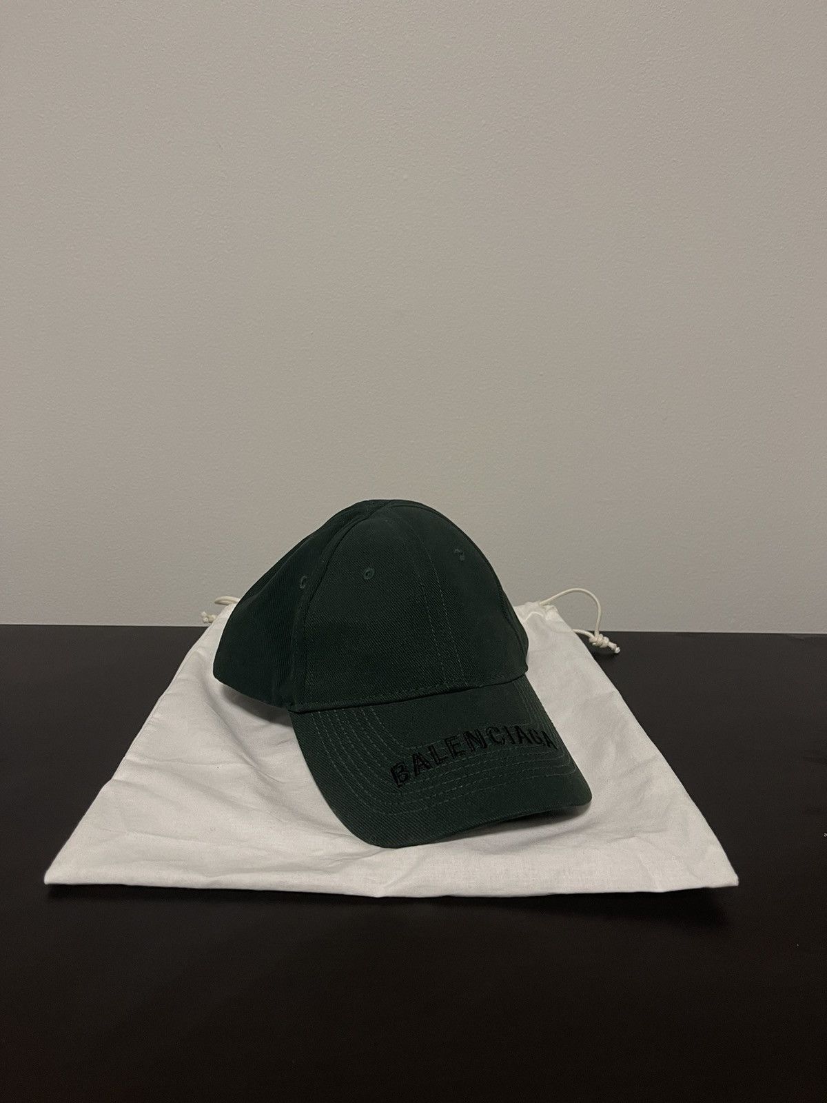 image of Balenciaga Logo Visor Hat in Dark Green, Men's