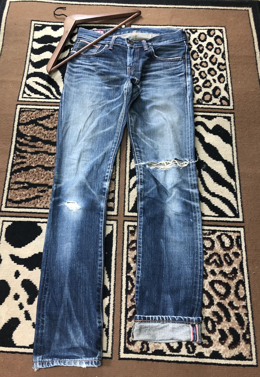 Edwin × Vintage VINTAGE SELVEDGE EDWIN 505zxx BUCKLE BACK DISTRESED GRUNGE Size US 29 - 1 Thumbnail