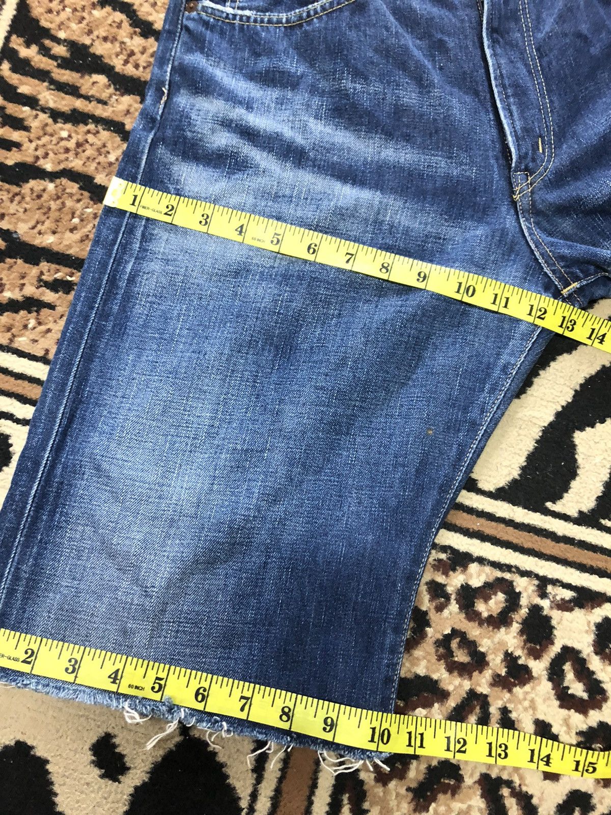 Edwin × Vintage VINTAGE SELVEDGE EDWIN 505 SHORT DISTRESSED DENIM Size US 31 - 17 Thumbnail