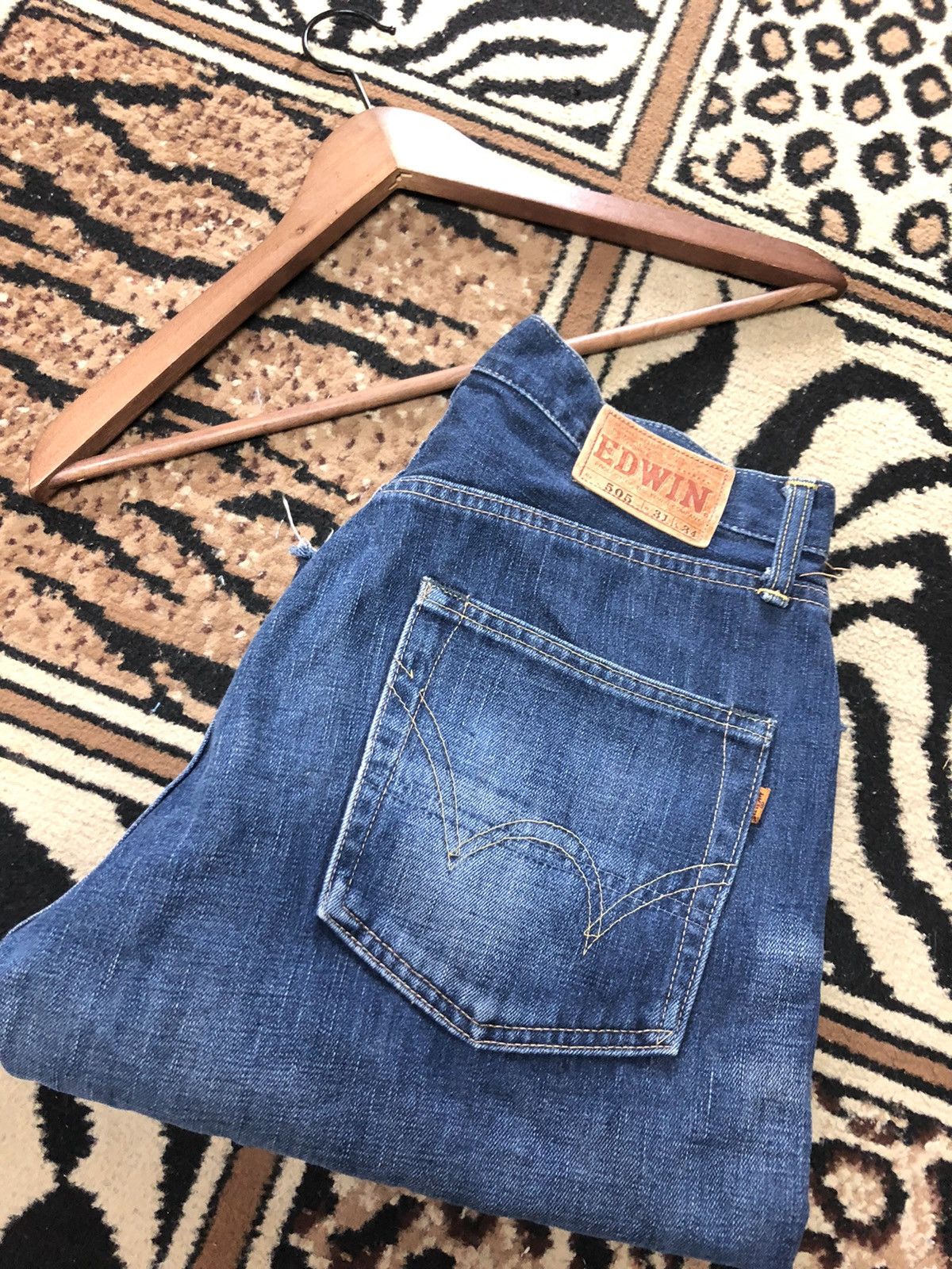 Edwin × Vintage VINTAGE SELVEDGE EDWIN 505 SHORT DISTRESSED DENIM Size US 31 - 18 Thumbnail