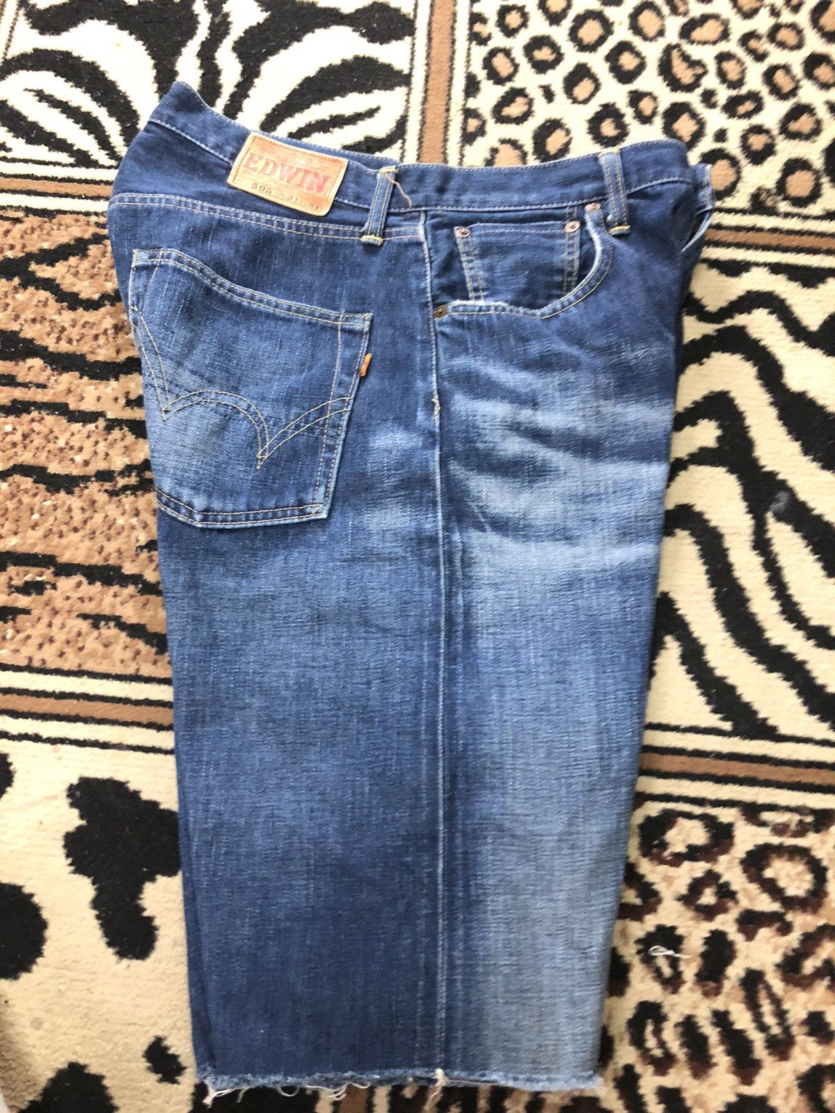 Edwin × Vintage VINTAGE SELVEDGE EDWIN 505 SHORT DISTRESSED DENIM Size US 31 - 14 Thumbnail