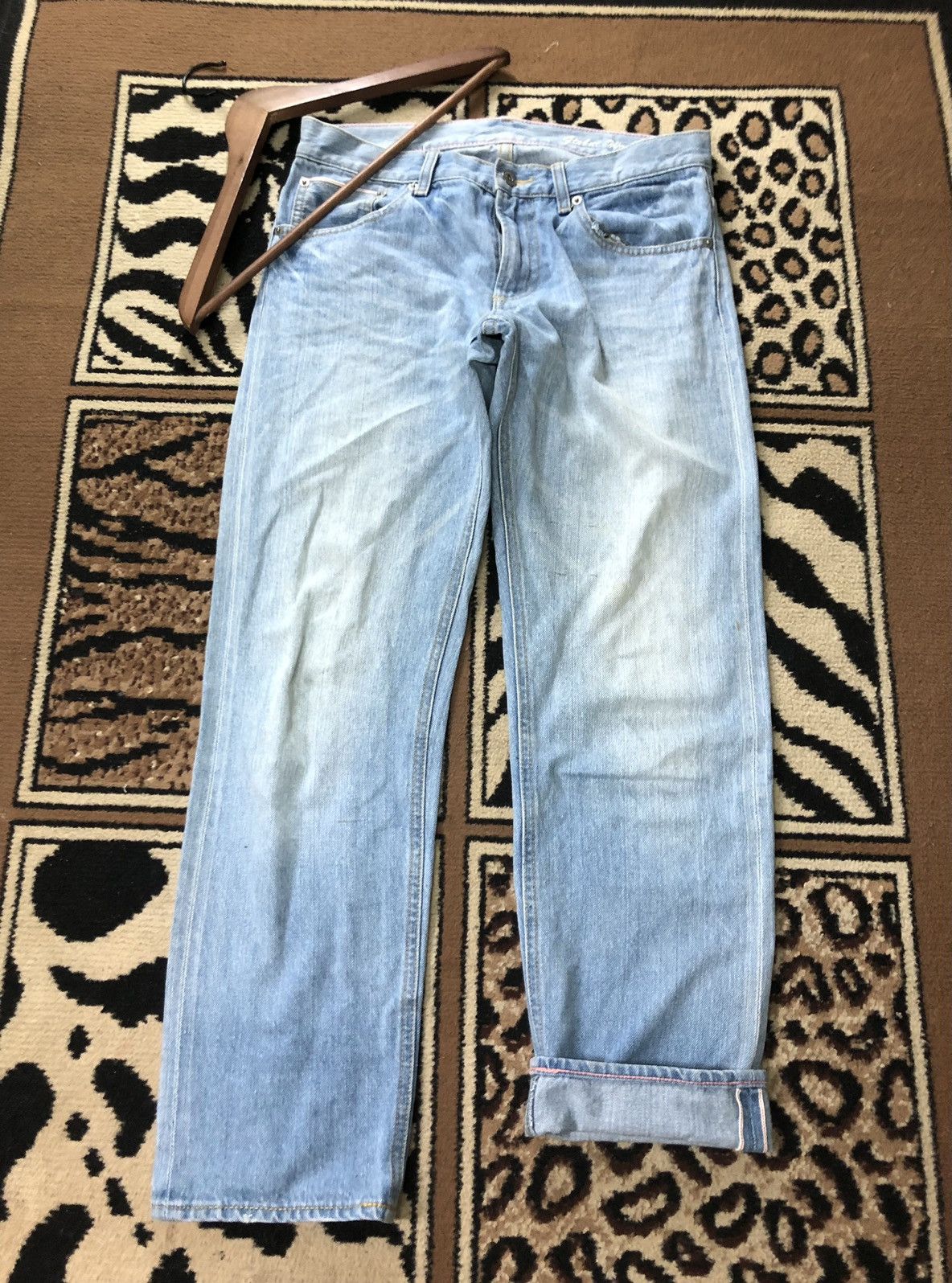 image of Selvedge Global Work X Shuca Blue Wash Distressed Denim, Men's (Size 31)