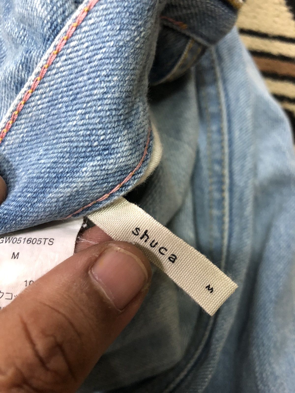 Global Work × Japanese Brand SELVEDGE GLOBAL WORK X SHUCA BLUE WASH DISTRESSED DENIM Size US 31 - 8 Thumbnail
