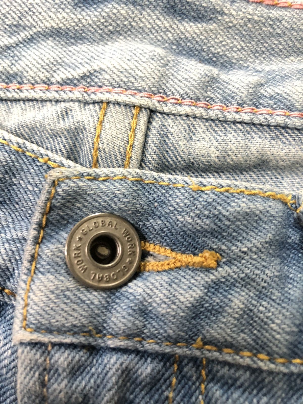 Global Work × Japanese Brand SELVEDGE GLOBAL WORK X SHUCA BLUE WASH DISTRESSED DENIM Size US 31 - 5 Thumbnail