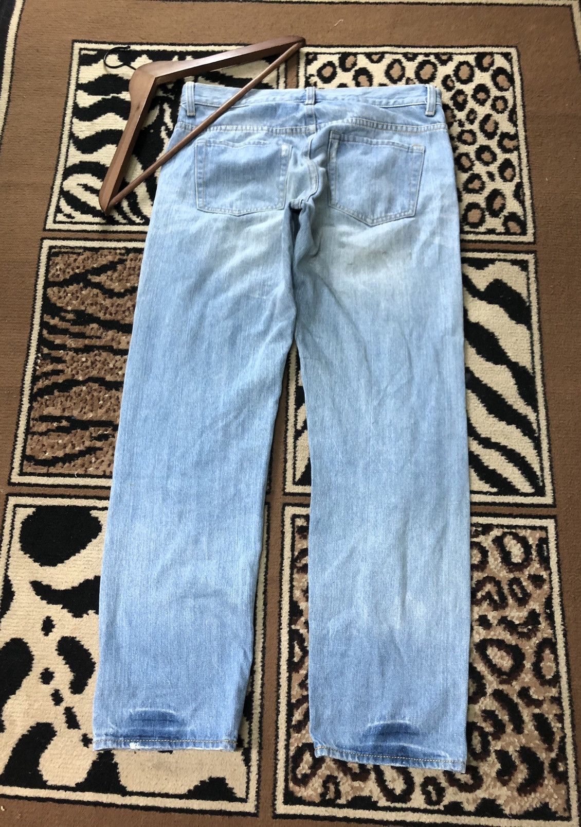 Global Work × Japanese Brand SELVEDGE GLOBAL WORK X SHUCA BLUE WASH DISTRESSED DENIM Size US 31 - 12 Thumbnail