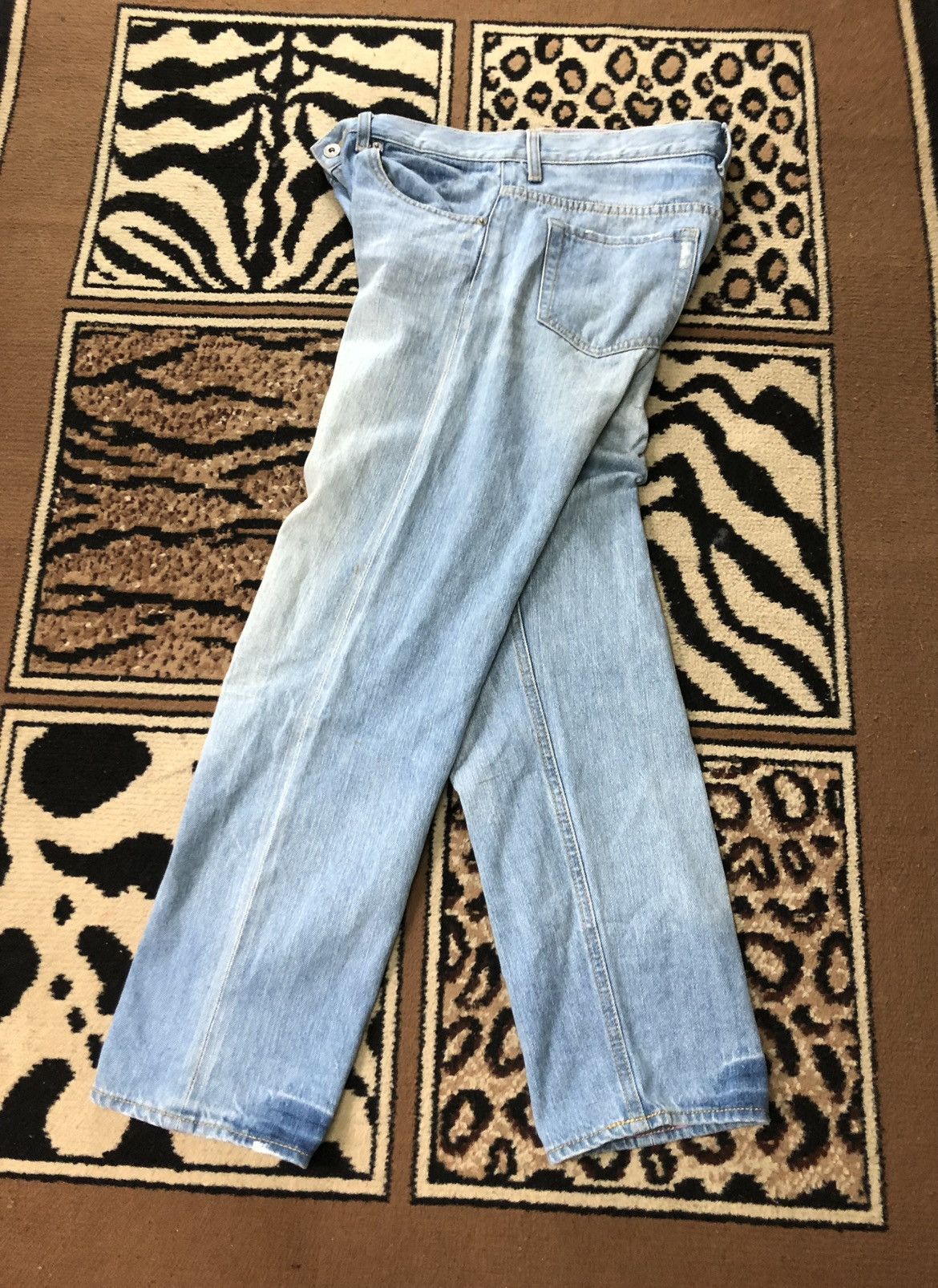 Global Work × Japanese Brand SELVEDGE GLOBAL WORK X SHUCA BLUE WASH DISTRESSED DENIM Size US 31 - 14 Thumbnail