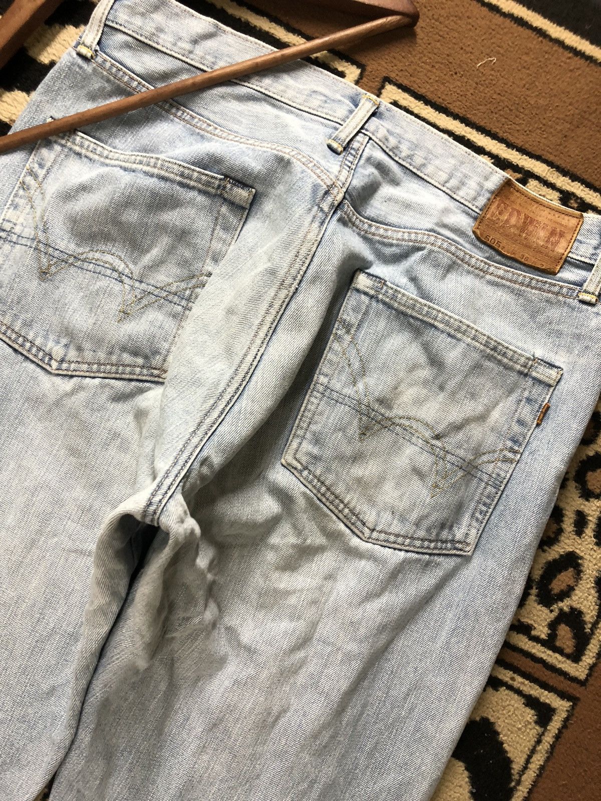 Edwin × Vintage VINTAGE SELVEDGE EDWIN505z LIGHT BLUE WASH DISTRESSED DENIM Size US 34 / EU 50 - 11 Thumbnail