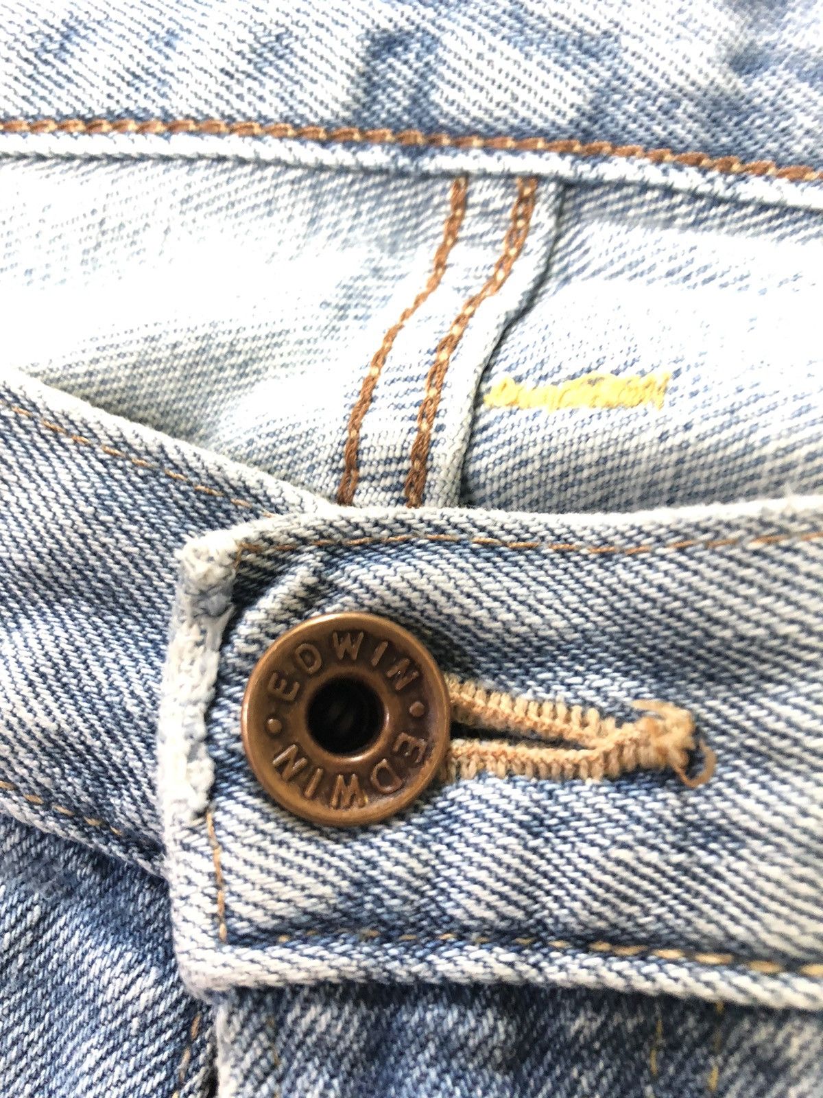 Edwin × Vintage VINTAGE SELVEDGE EDWIN505z LIGHT BLUE WASH DISTRESSED DENIM Size US 34 / EU 50 - 5 Thumbnail