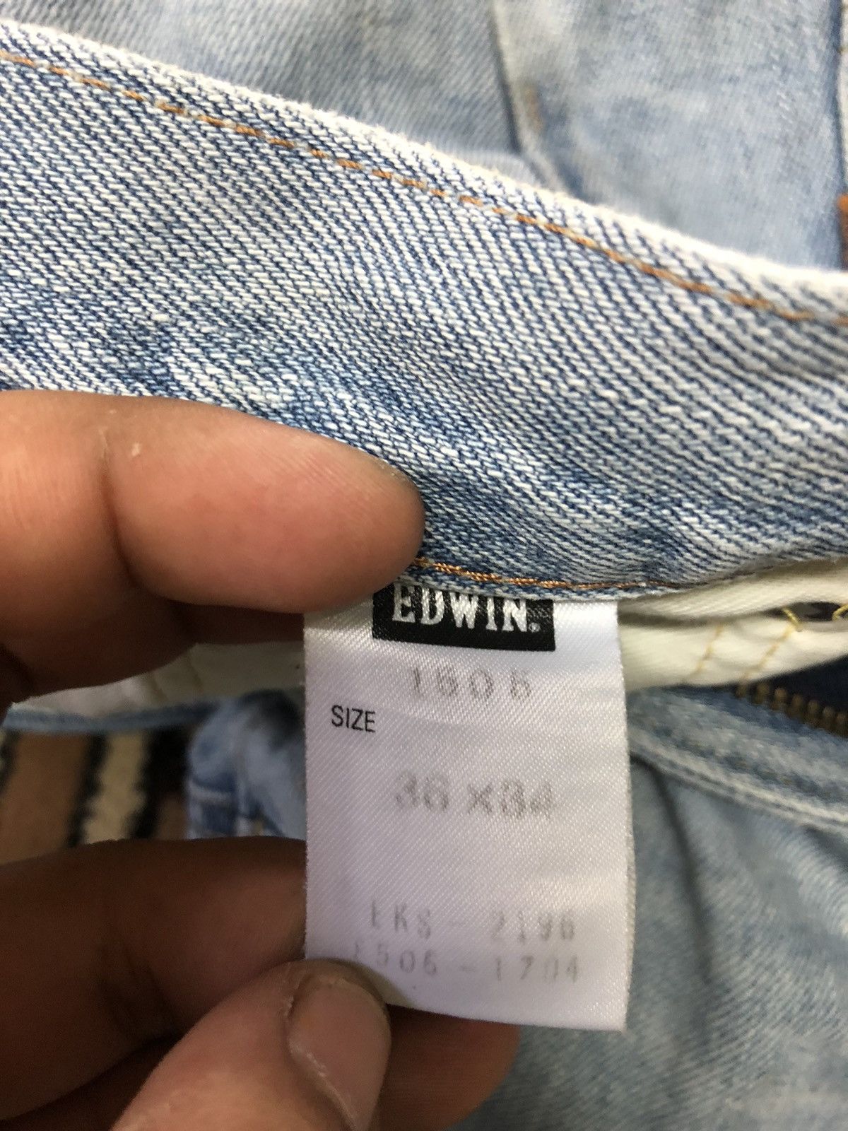 Edwin × Vintage VINTAGE SELVEDGE EDWIN505z LIGHT BLUE WASH DISTRESSED DENIM Size US 34 / EU 50 - 7 Thumbnail