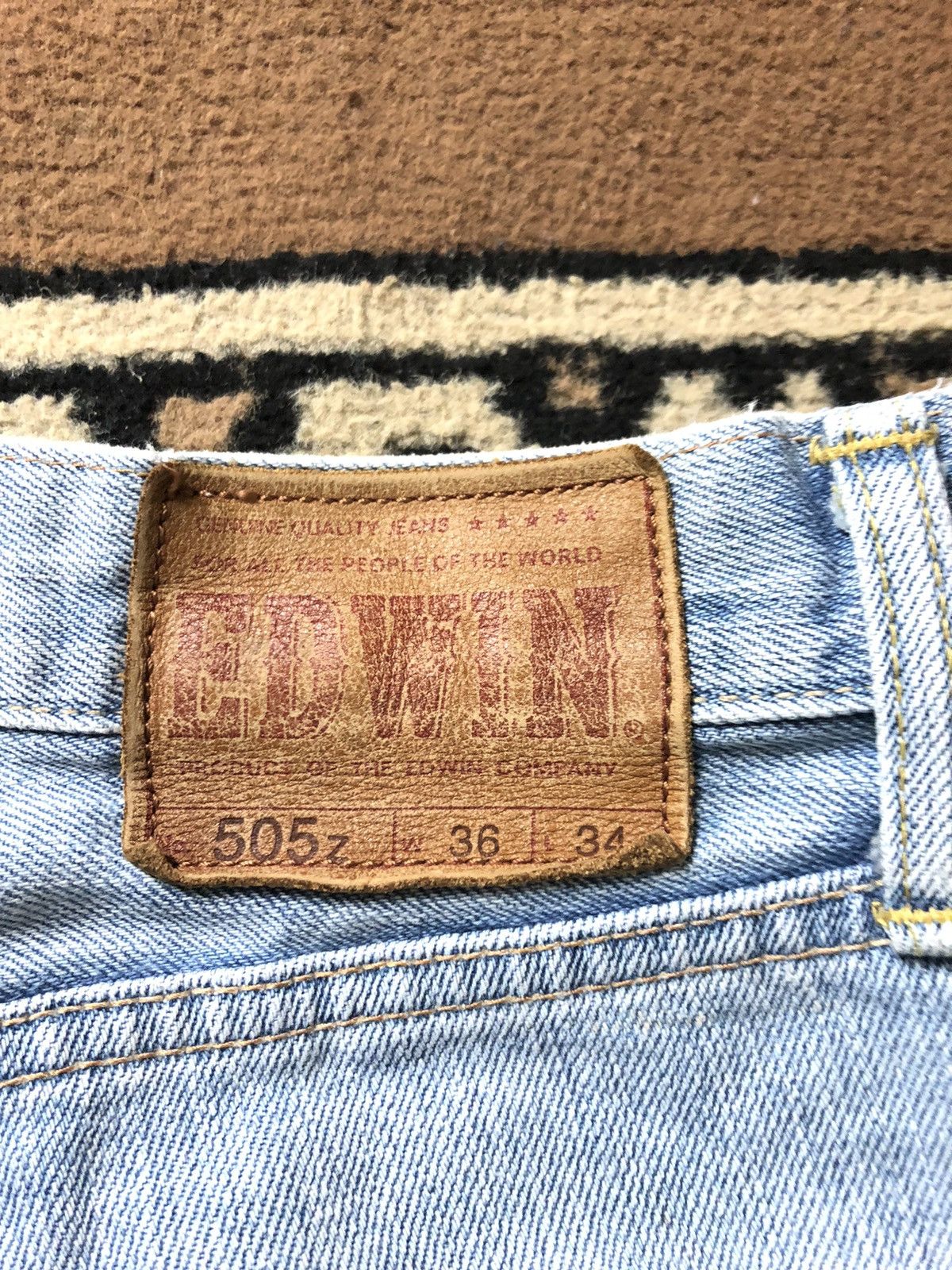 Edwin × Vintage VINTAGE SELVEDGE EDWIN505z LIGHT BLUE WASH DISTRESSED DENIM Size US 34 / EU 50 - 12 Thumbnail