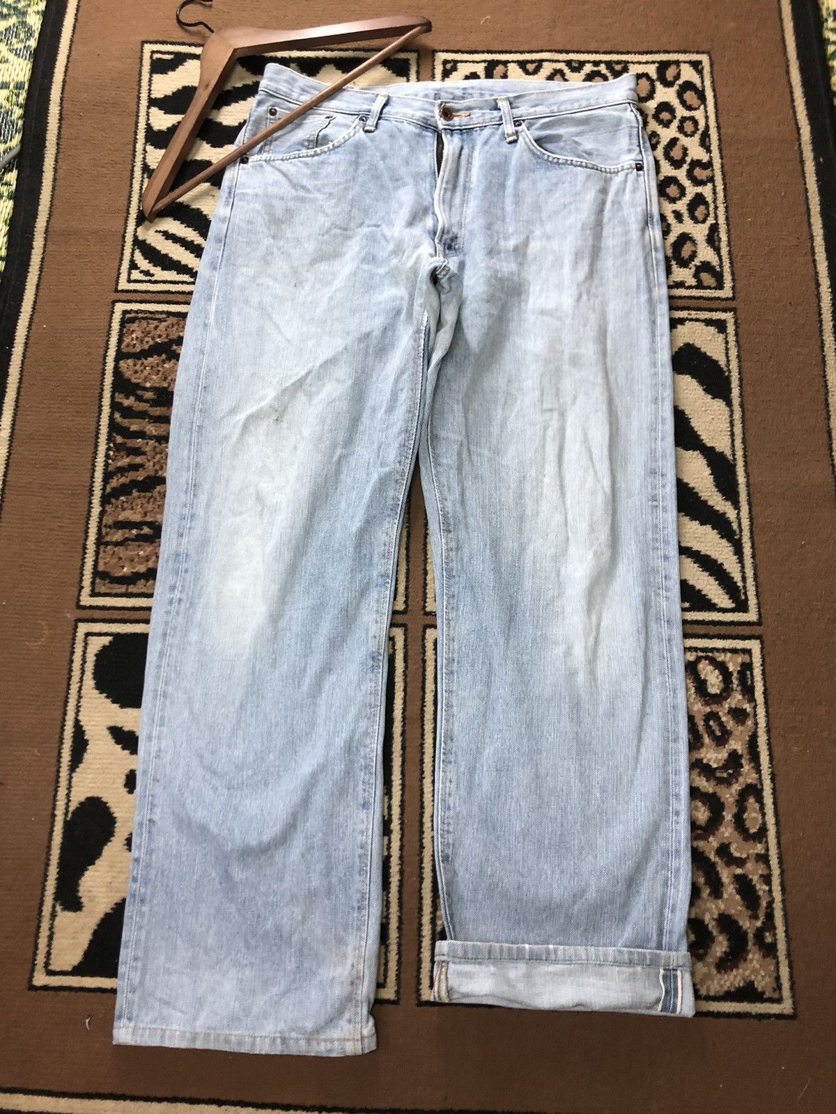 Edwin × Vintage VINTAGE SELVEDGE EDWIN505z LIGHT BLUE WASH DISTRESSED DENIM Size US 34 / EU 50 - 1 Thumbnail