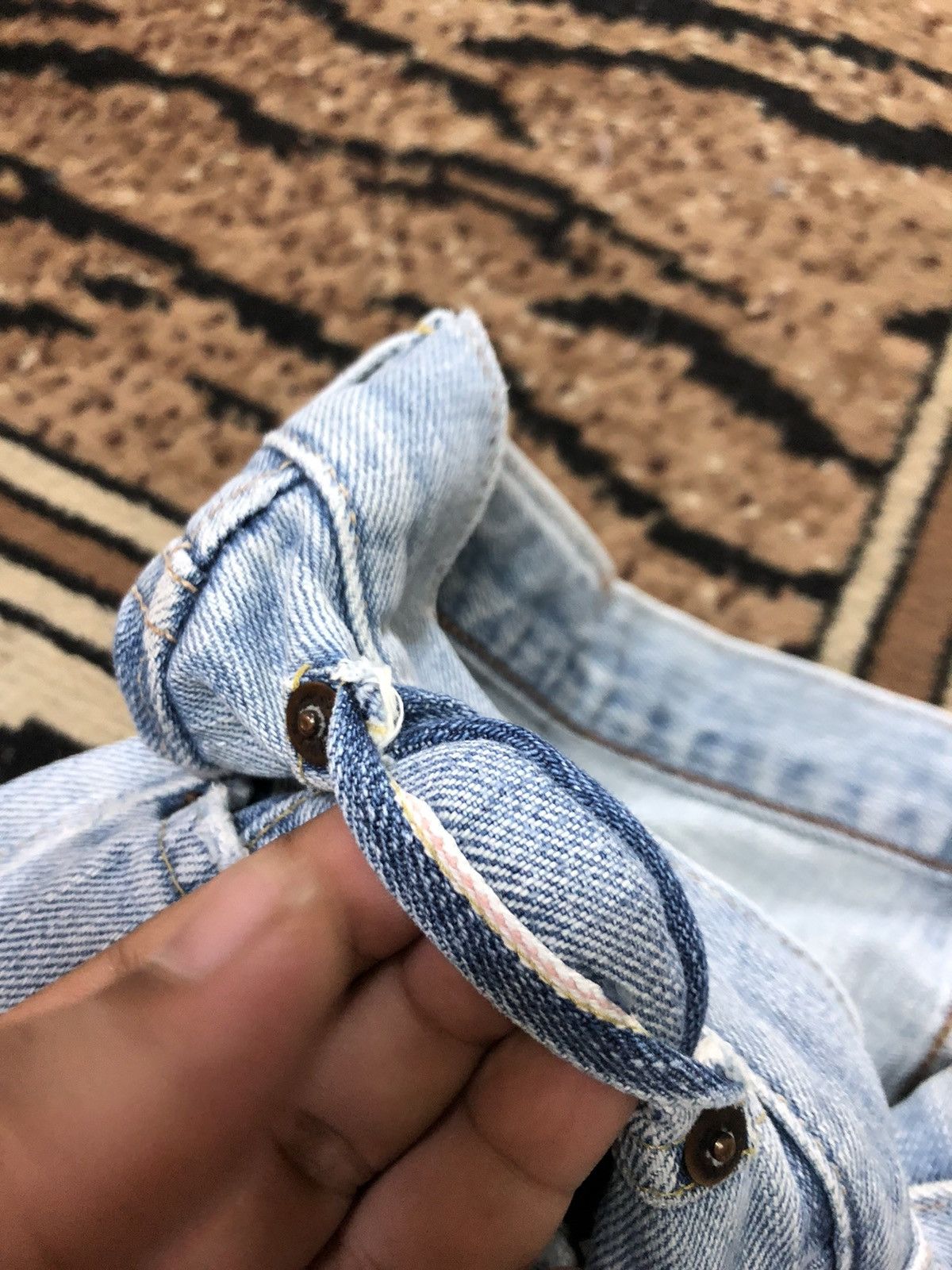 Edwin × Vintage VINTAGE SELVEDGE EDWIN505z LIGHT BLUE WASH DISTRESSED DENIM Size US 34 / EU 50 - 4 Thumbnail