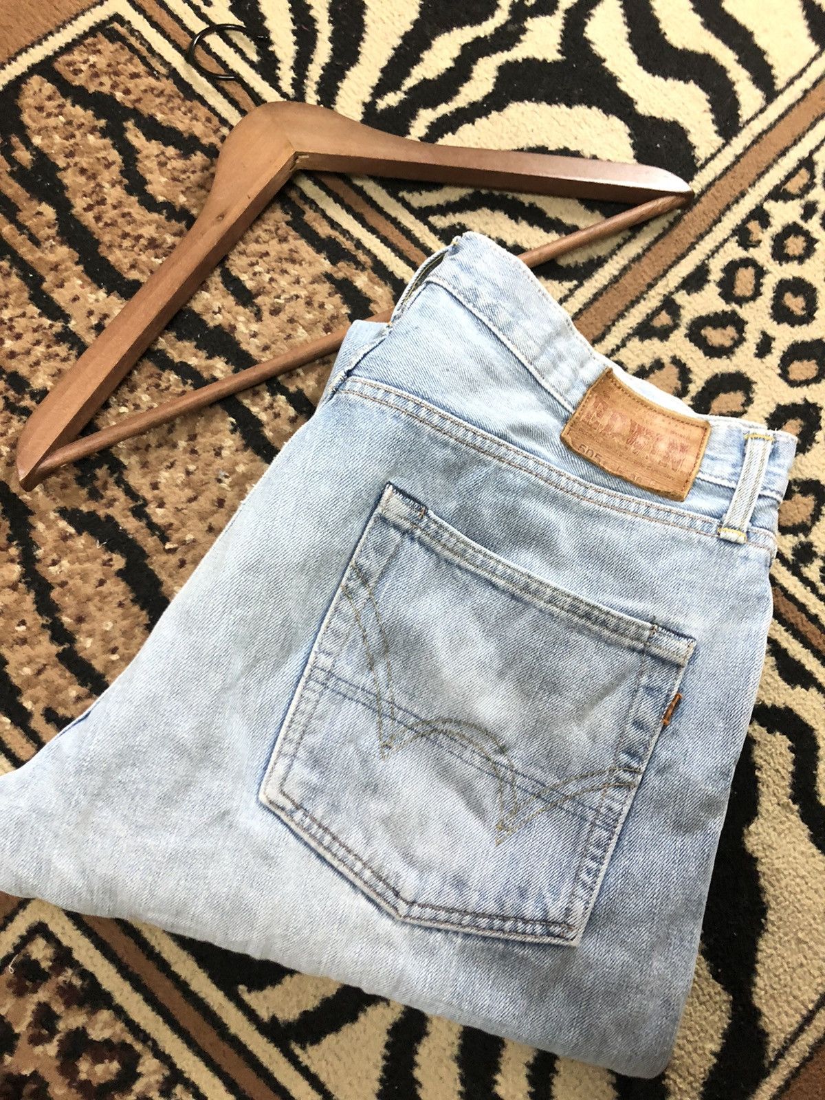 Edwin × Vintage VINTAGE SELVEDGE EDWIN505z LIGHT BLUE WASH DISTRESSED DENIM Size US 34 / EU 50 - 19 Thumbnail