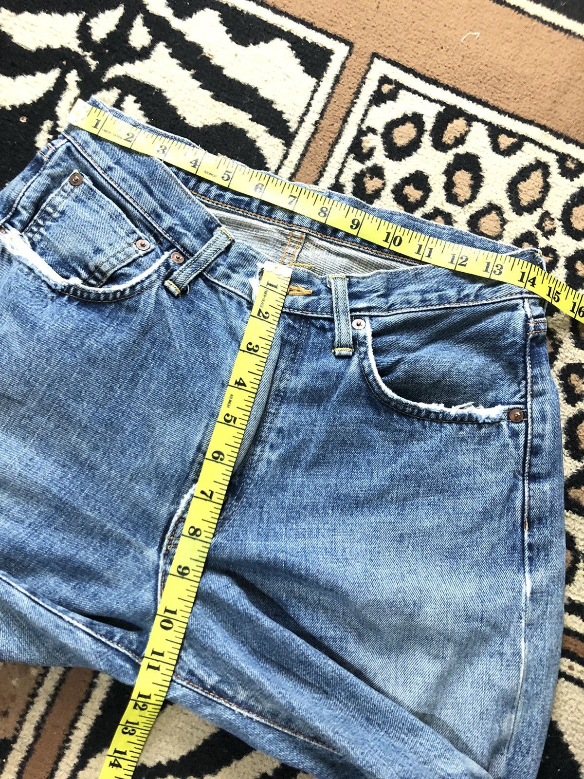Edwin × Salvage × Vintage VINTAGE SELVEDGE EDWIN 505x BLUE WASH DISTRESSED DENIM Size US 29 - 15 Thumbnail