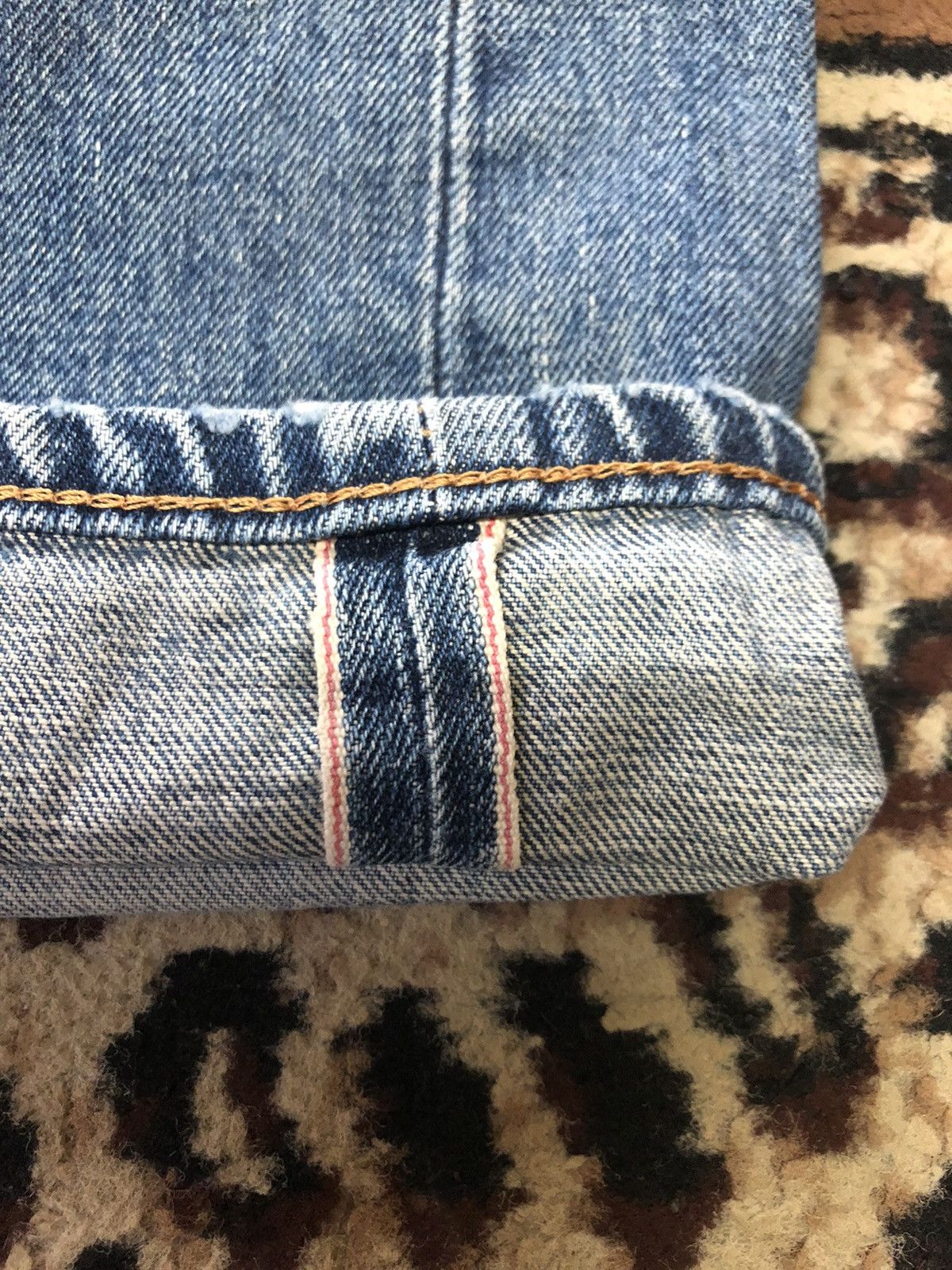 Edwin × Salvage × Vintage VINTAGE SELVEDGE EDWIN 505x BLUE WASH DISTRESSED DENIM Size US 29 - 3 Thumbnail