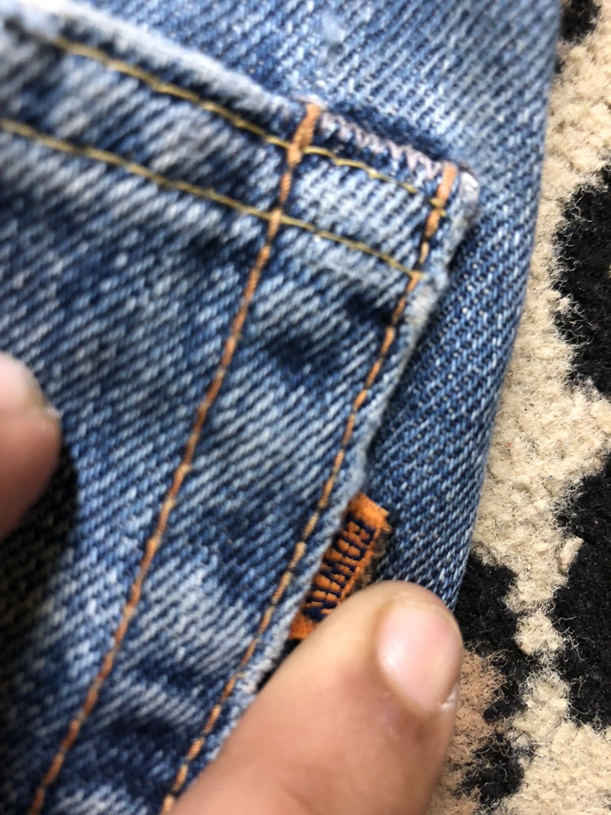 Edwin × Salvage × Vintage VINTAGE SELVEDGE EDWIN 505x BLUE WASH DISTRESSED DENIM Size US 29 - 12 Thumbnail
