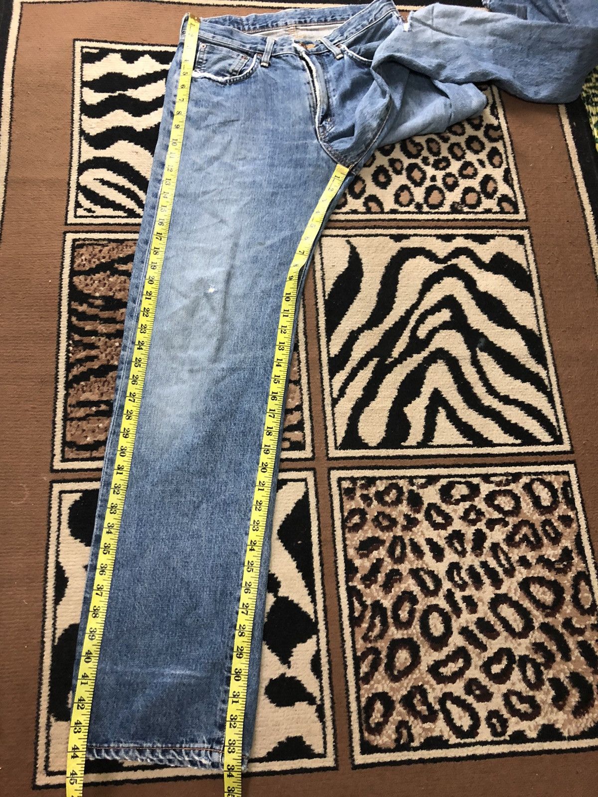 Edwin × Salvage × Vintage VINTAGE SELVEDGE EDWIN 505x BLUE WASH DISTRESSED DENIM Size US 29 - 16 Thumbnail