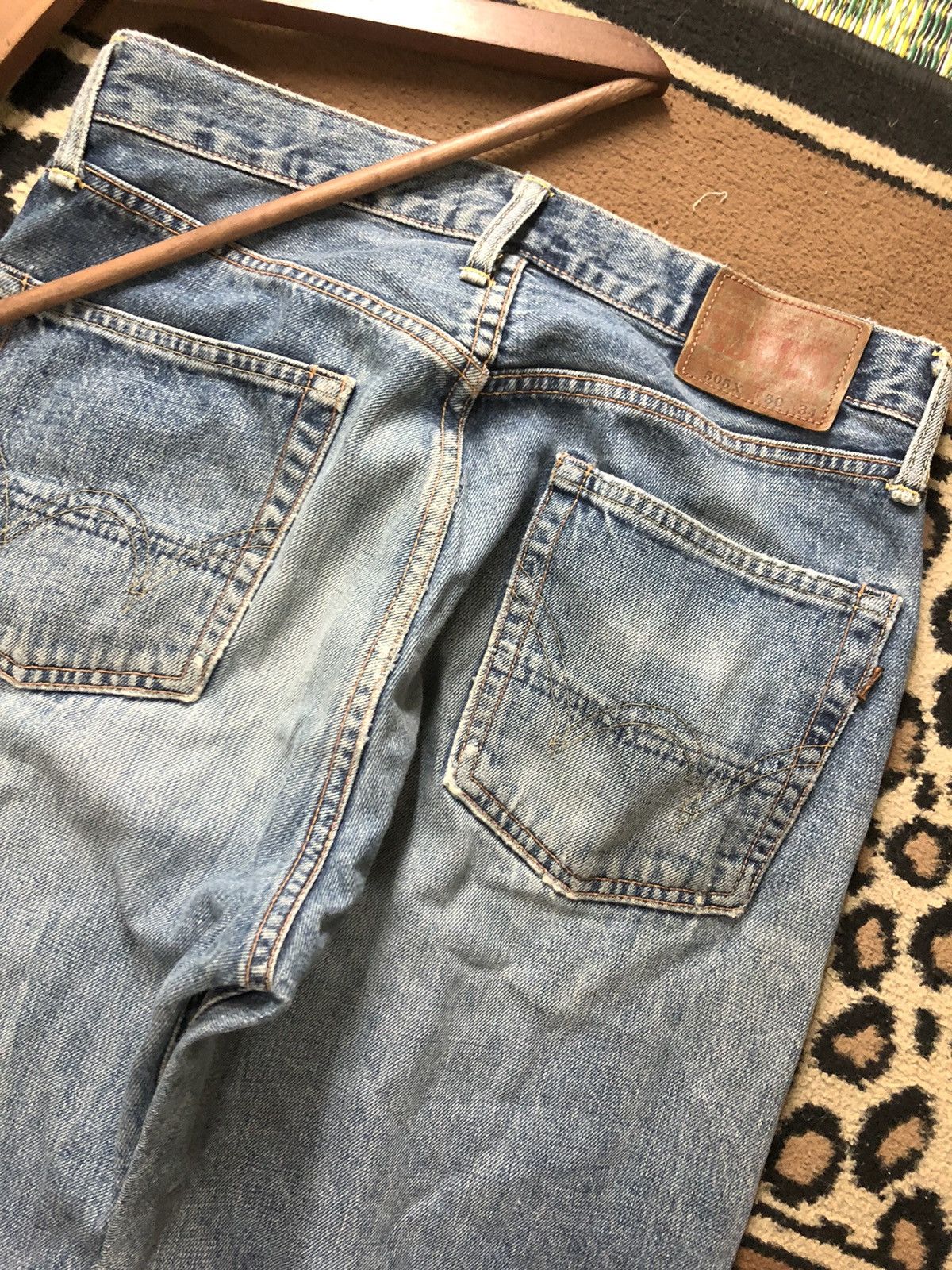 Edwin × Salvage × Vintage VINTAGE SELVEDGE EDWIN 505x BLUE WASH DISTRESSED DENIM Size US 29 - 10 Thumbnail