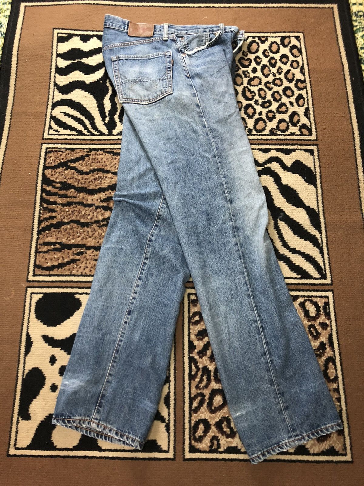 Edwin × Salvage × Vintage VINTAGE SELVEDGE EDWIN 505x BLUE WASH DISTRESSED DENIM Size US 29 - 14 Thumbnail