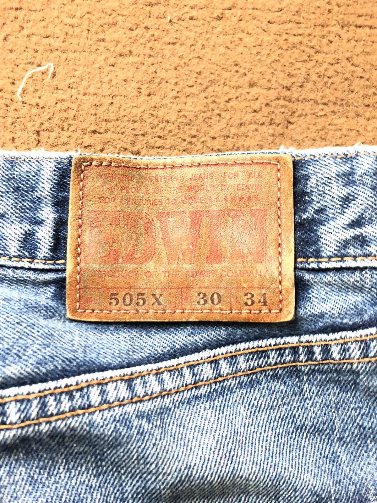 Edwin × Salvage × Vintage VINTAGE SELVEDGE EDWIN 505x BLUE WASH DISTRESSED DENIM Size US 29 - 11 Thumbnail