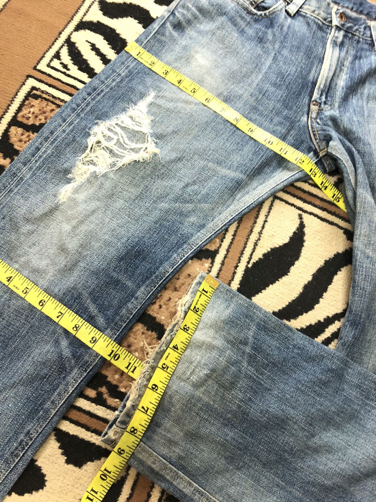 Edwin × Vintage VINTAGE SELVEDGE EDWIN BLUE WASH DISTRESSED GRUNGE DENIM Size US 34 / EU 50 - 17 Thumbnail