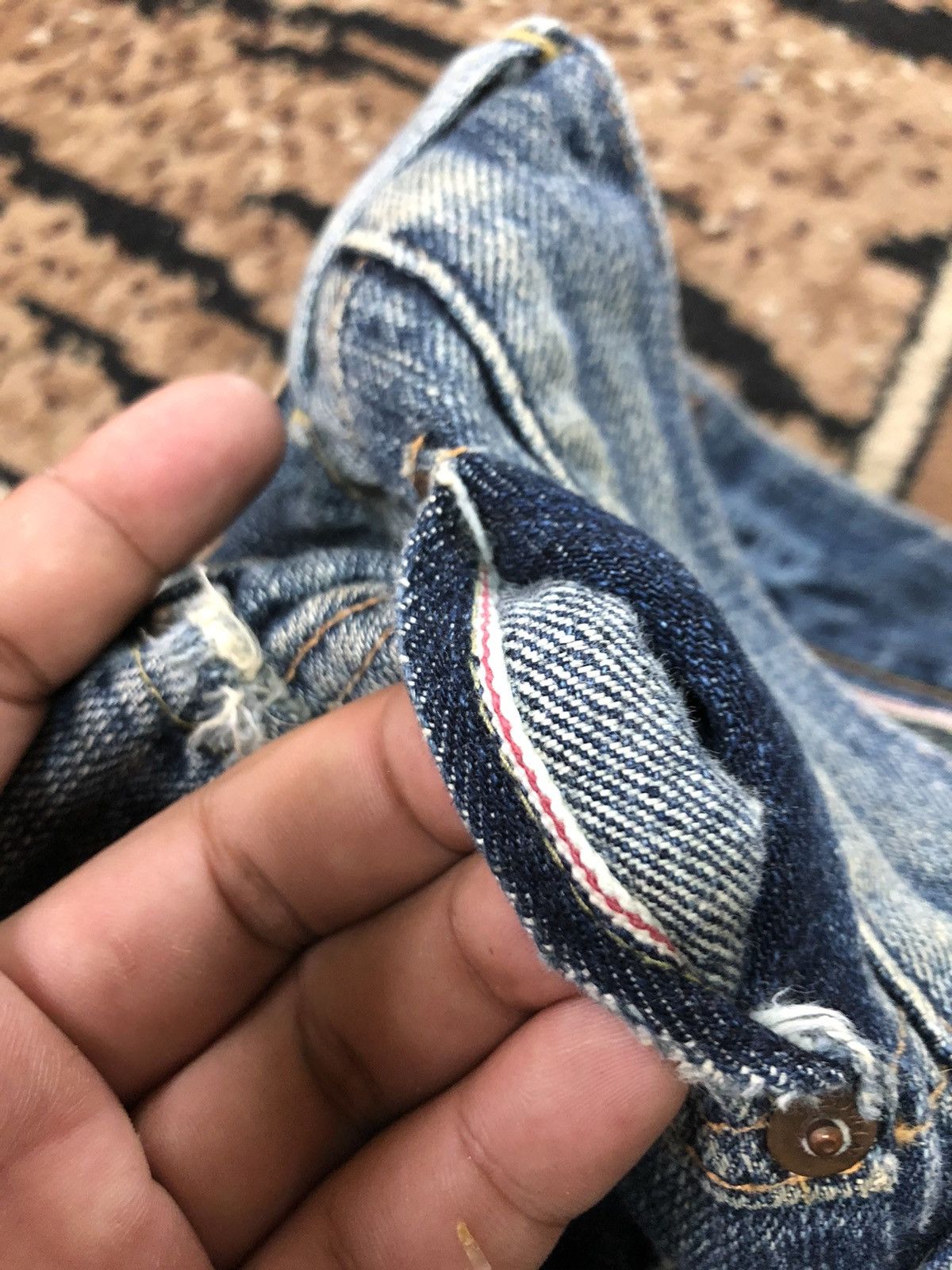 Edwin × Vintage VINTAGE SELVEDGE EDWIN BLUE WASH DISTRESSED GRUNGE DENIM Size US 34 / EU 50 - 4 Thumbnail
