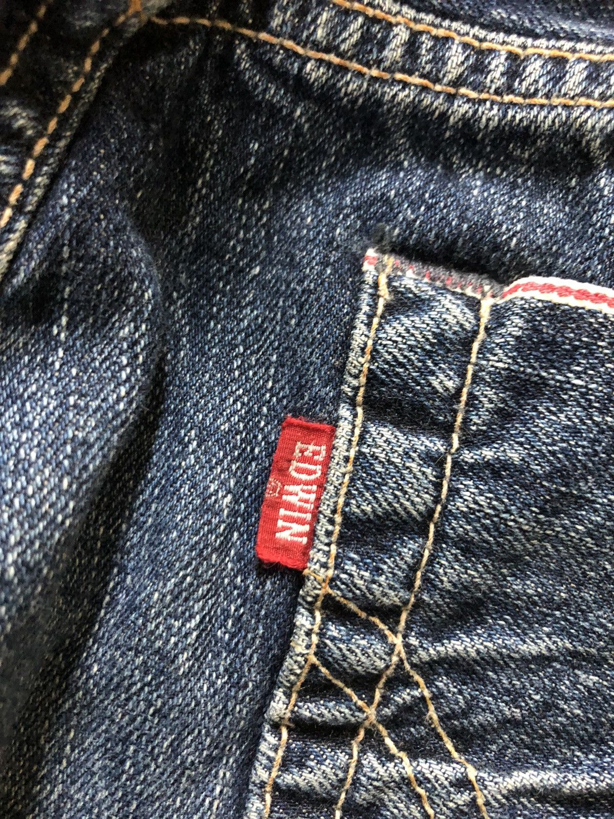 Edwin × Vintage VINTAGE SELVEDGE EDWIN 505 SHORT BLUE WASH DISTRESSED DENIM Size US 29 - 11 Thumbnail