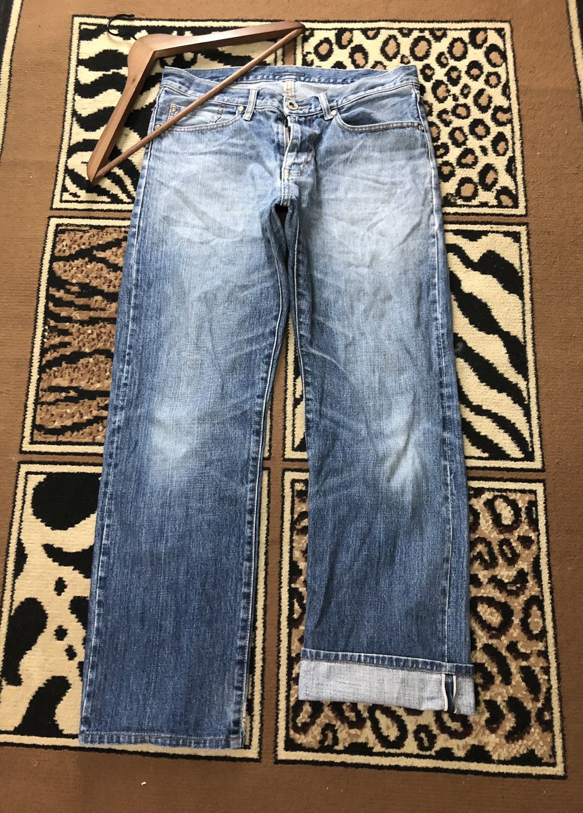 image of J Ferry Selvedge Blue Wash Distressed Denim, Men's (Size 32)