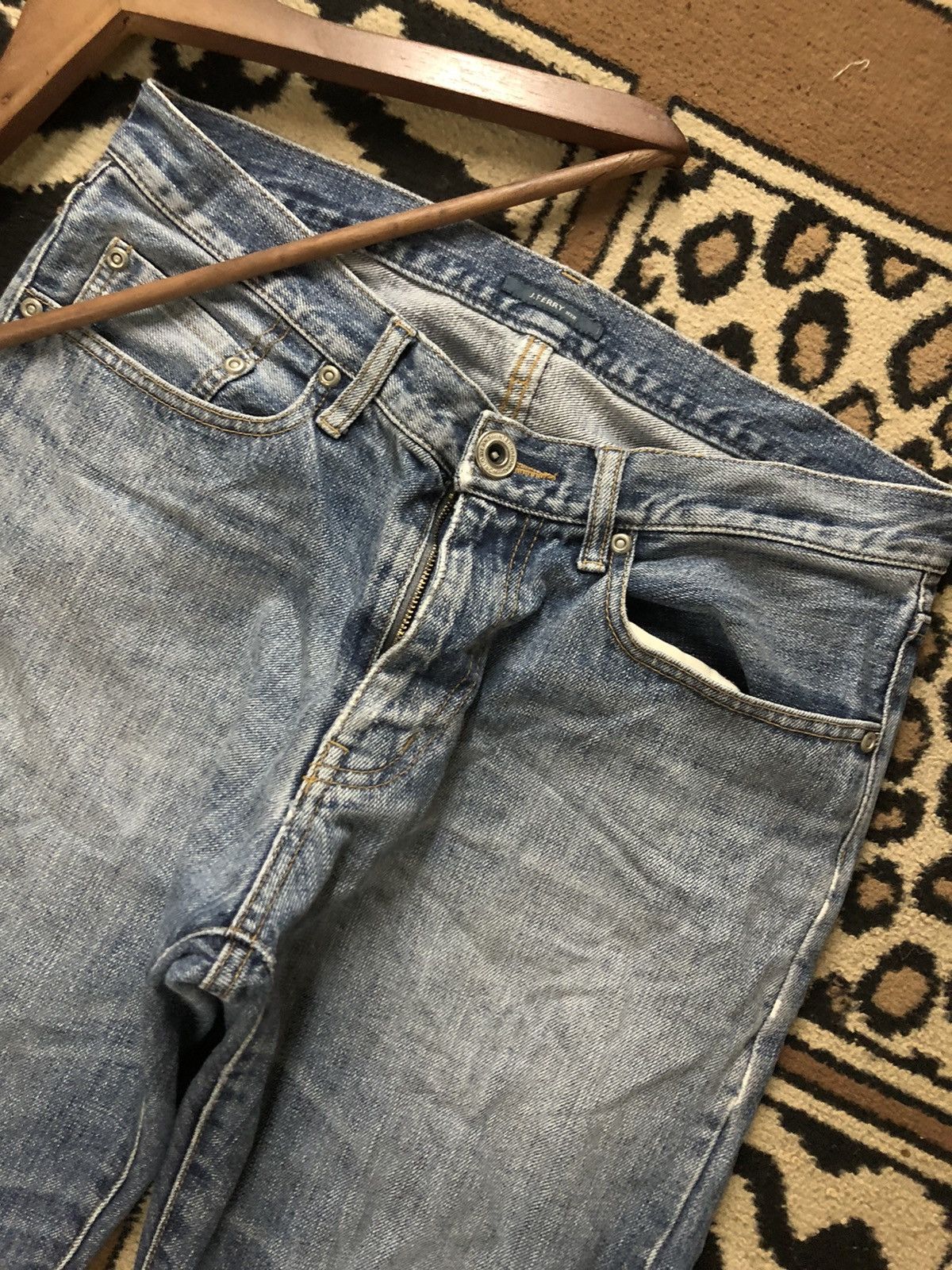 Designer × Japanese Brand J FERRY SELVEDGE BLUE WASH DISTRESSED DENIM Size US 32 / EU 48 - 2 Thumbnail