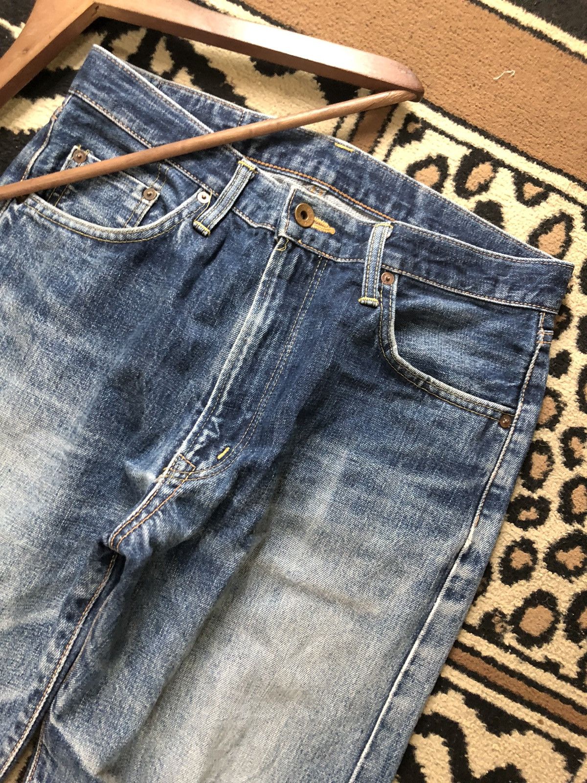 Edwin × Vintage VINTAGE SELVEDGE EDWIN 505xx BLUE WASH DISTRESSED DENIM Size US 31 - 2 Thumbnail