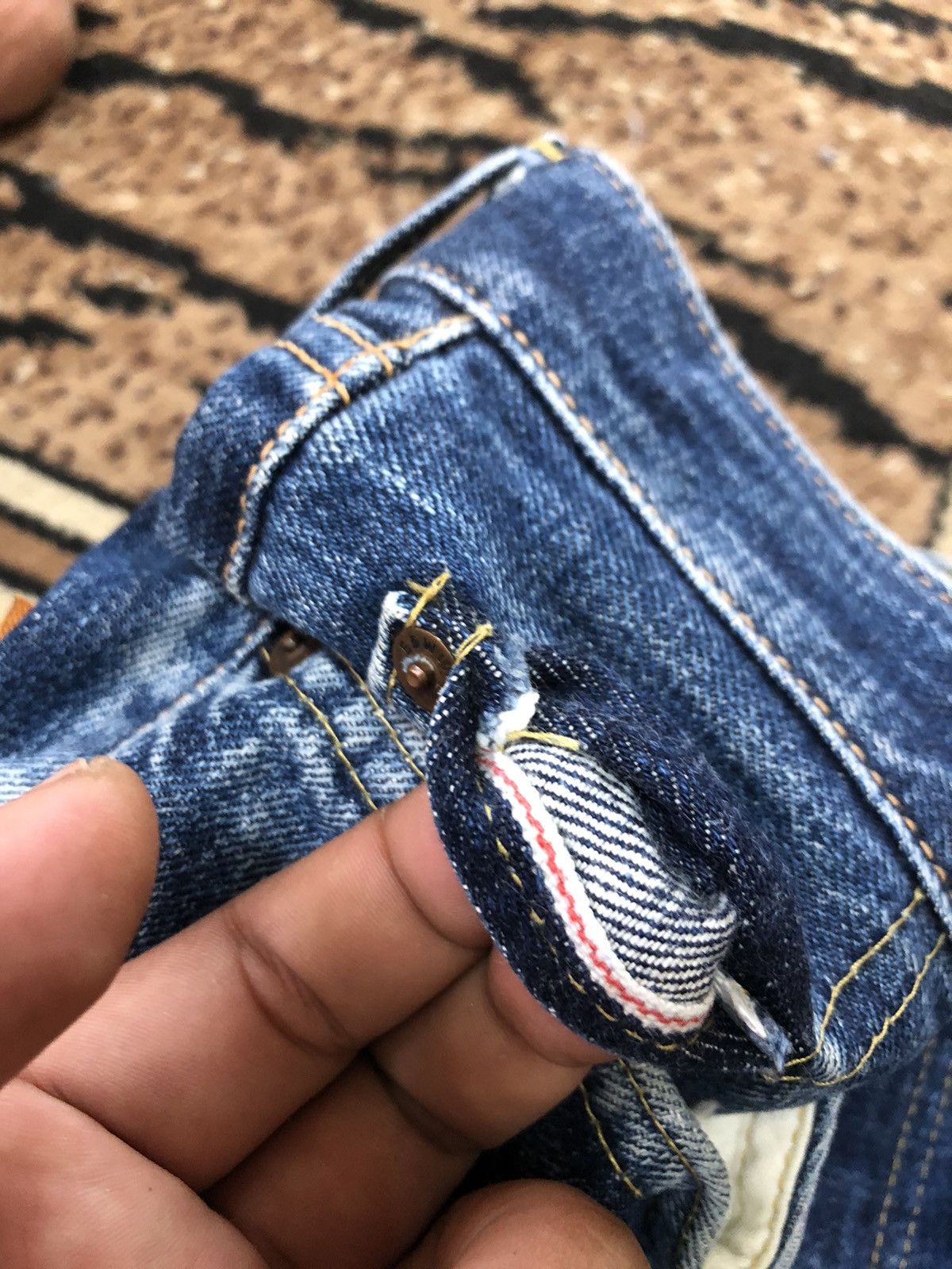 Edwin × Vintage VINTAGE SELVEDGE EDWIN 505xx BLUE WASH DISTRESSED DENIM Size US 31 - 4 Thumbnail