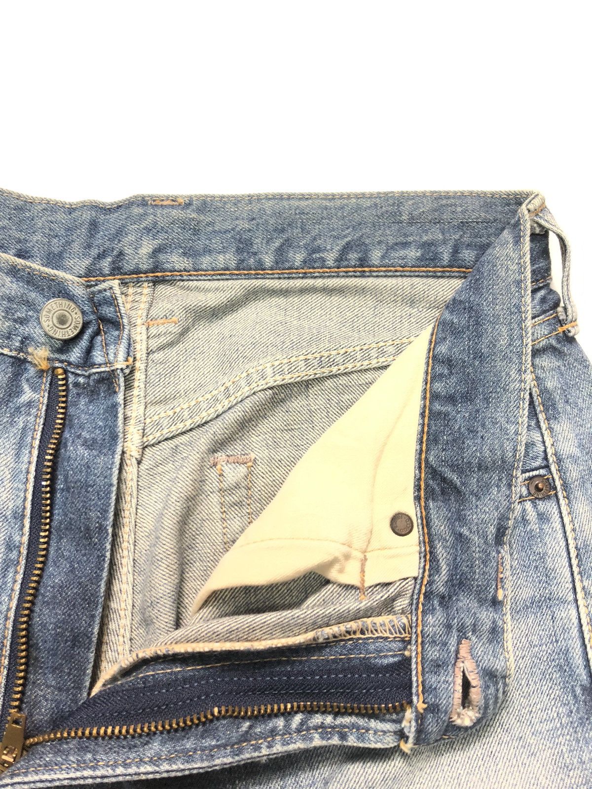 Japanese Brand × Salvage × Vintage VINTAGE SOMETHING SELVEDGE BLUE WASH DENIM Size US 30 / EU 46 - 6 Thumbnail