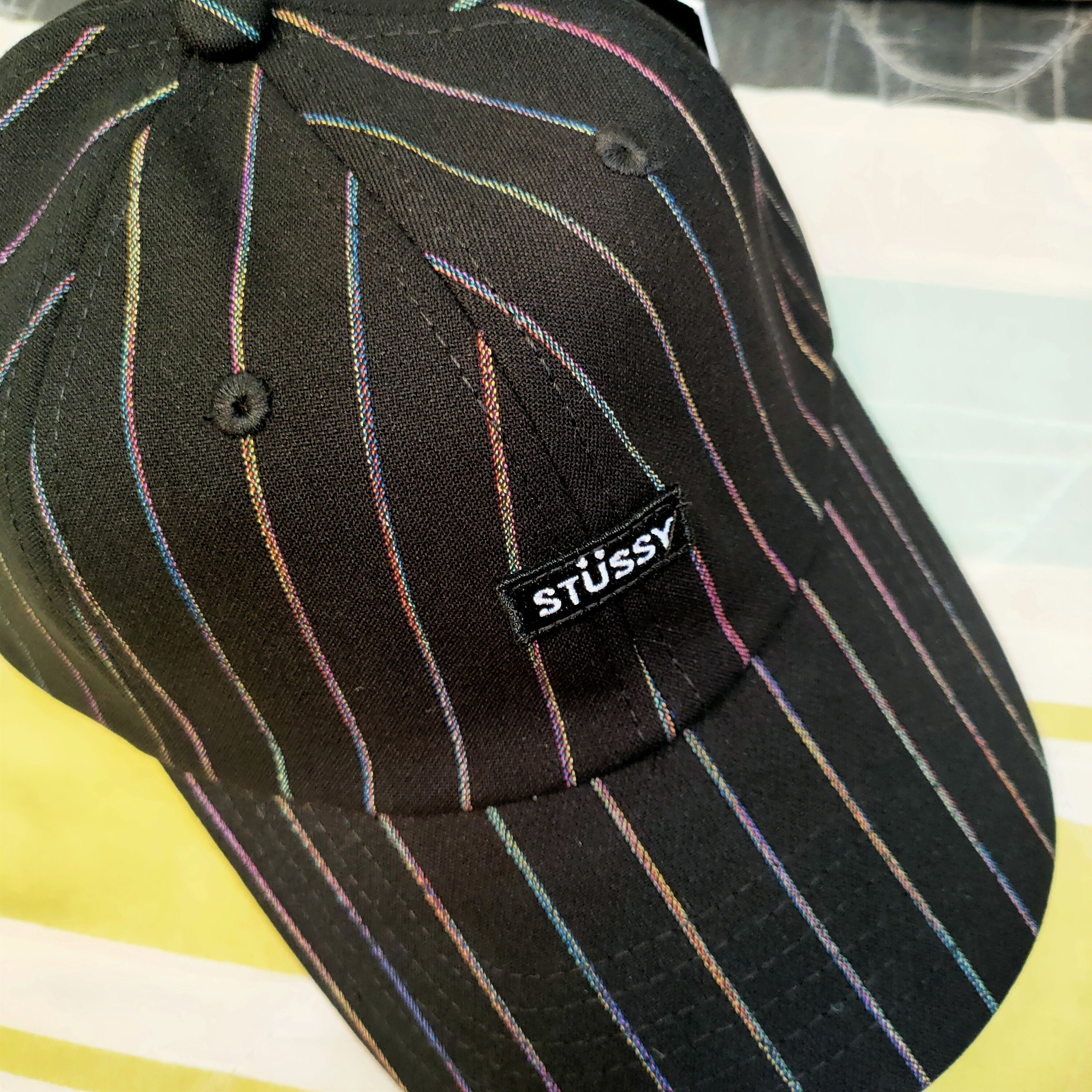 Streetwear × Stussy × Vintage Stussy? RAINBOW PINSTRIPE CAP | Grailed