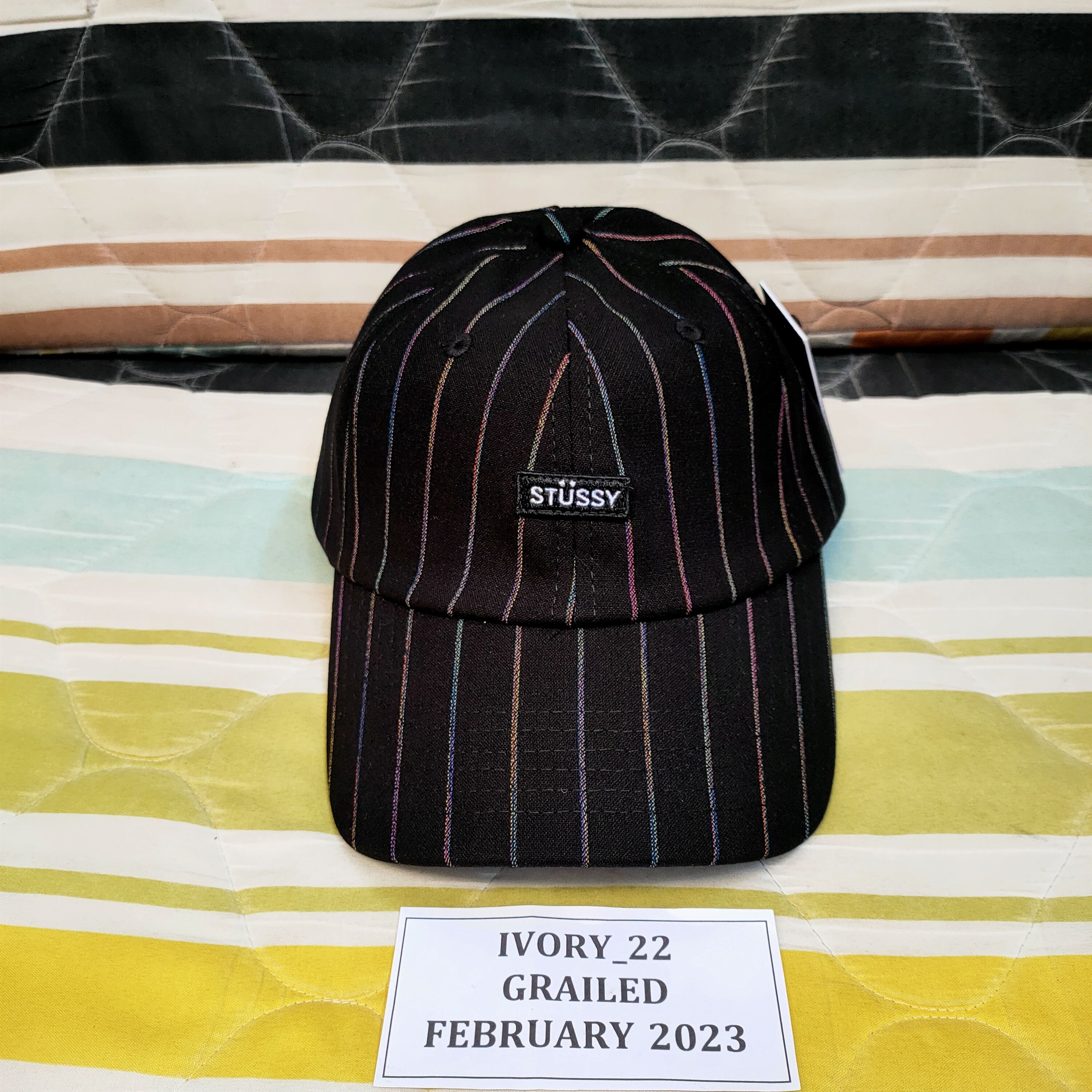 Streetwear × Stussy × Vintage Stussy? RAINBOW PINSTRIPE CAP | Grailed