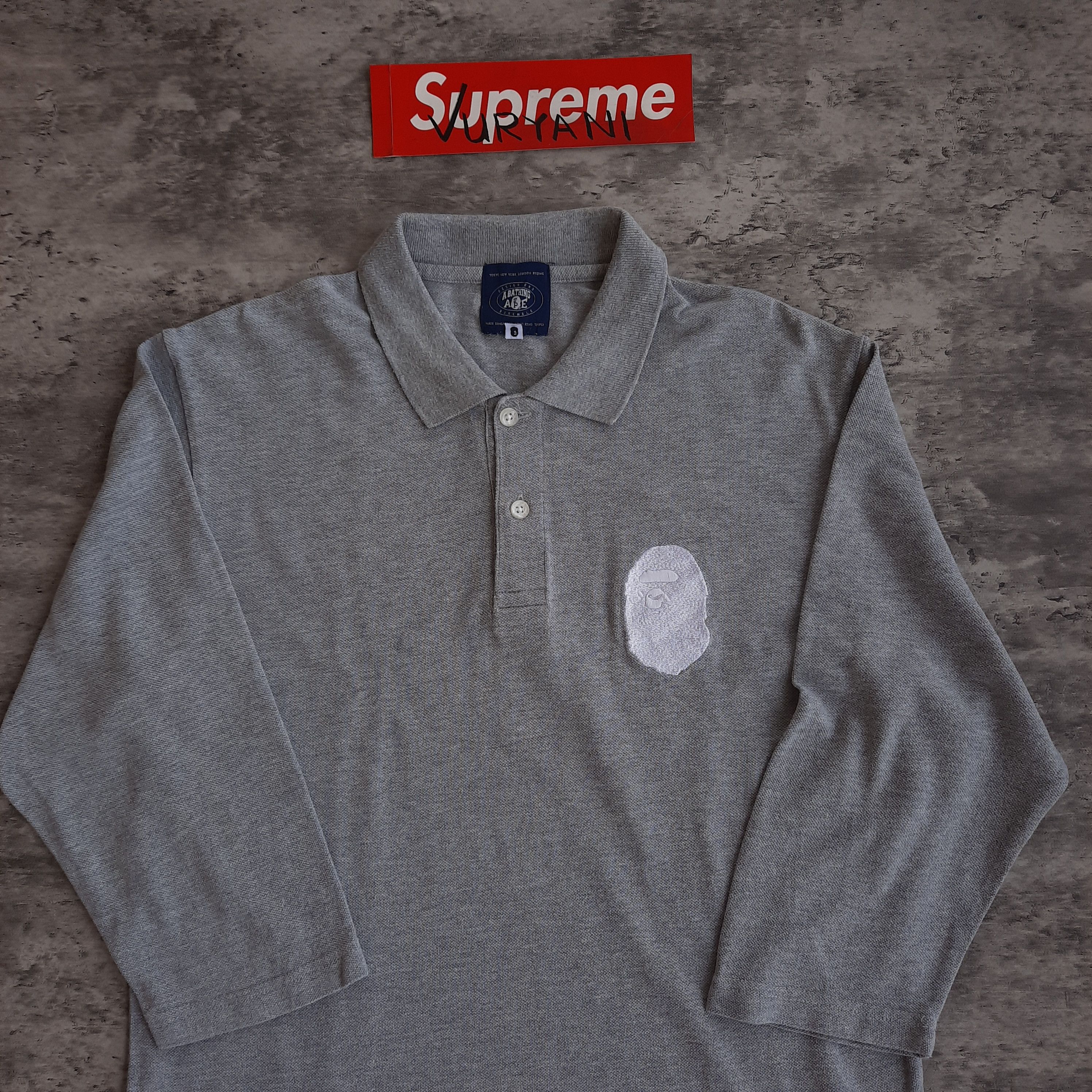 Bape Bape Silver Embroidered 3/4 Sleeve Polo Size US M / EU 48-50 / 2 - 2 Thumbnail