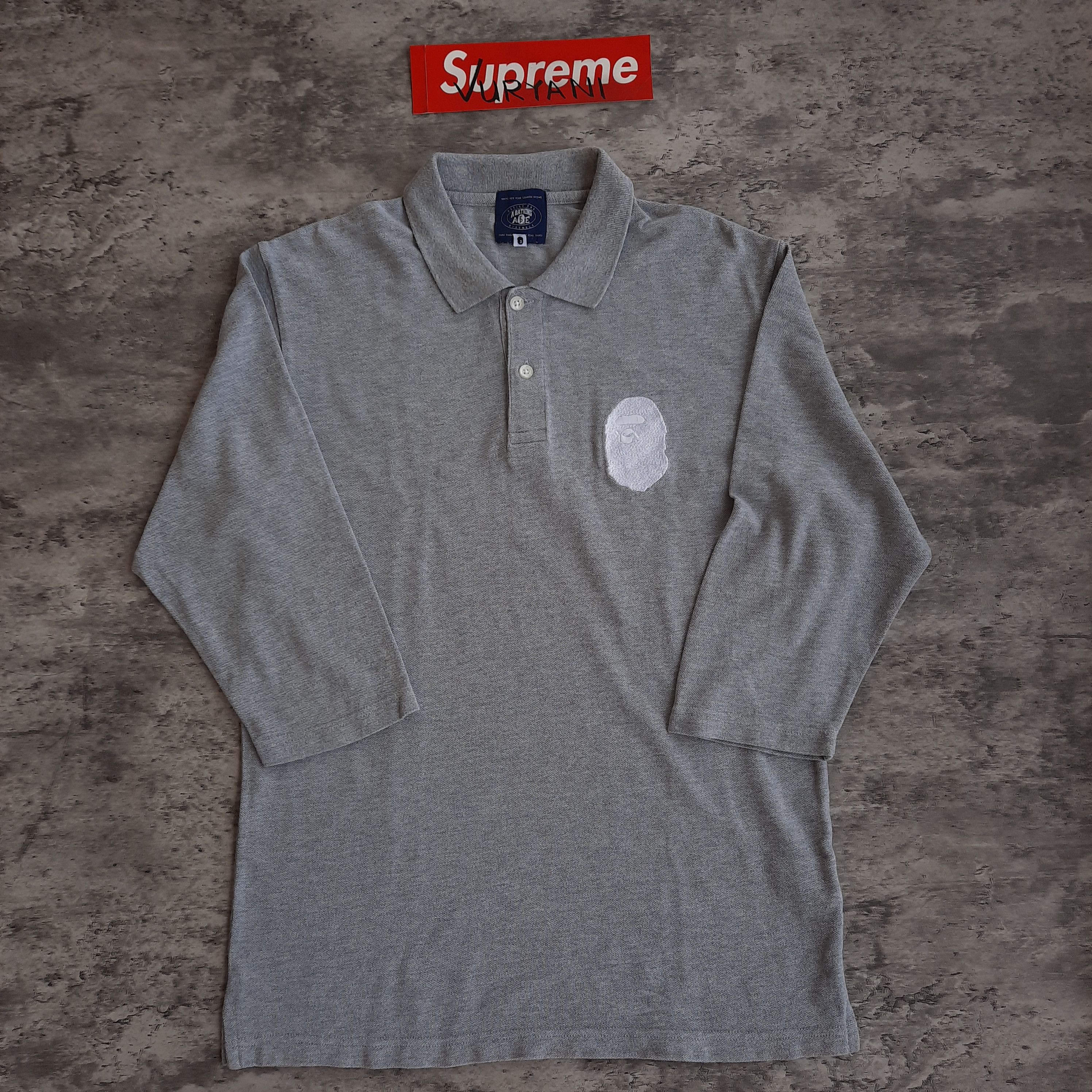 Bape Bape Silver Embroidered 3/4 Sleeve Polo Size US M / EU 48-50 / 2 - 1 Thumbnail