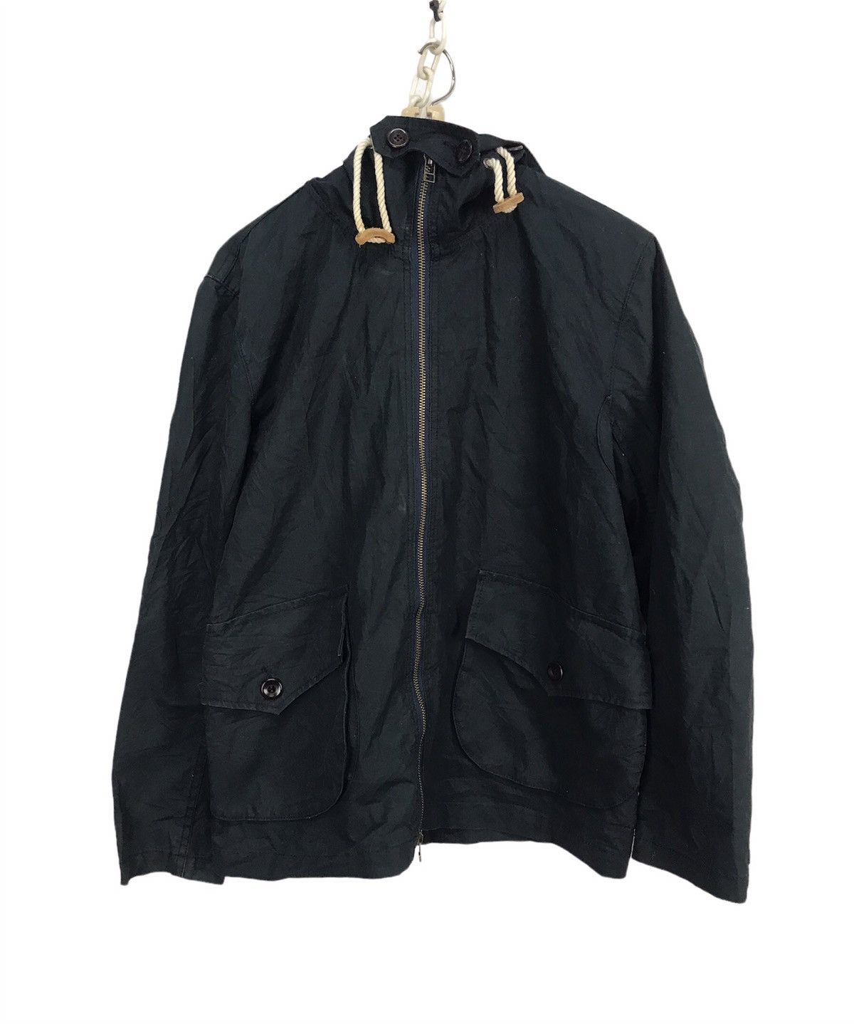Experimental distressed zipper hoodie jacket