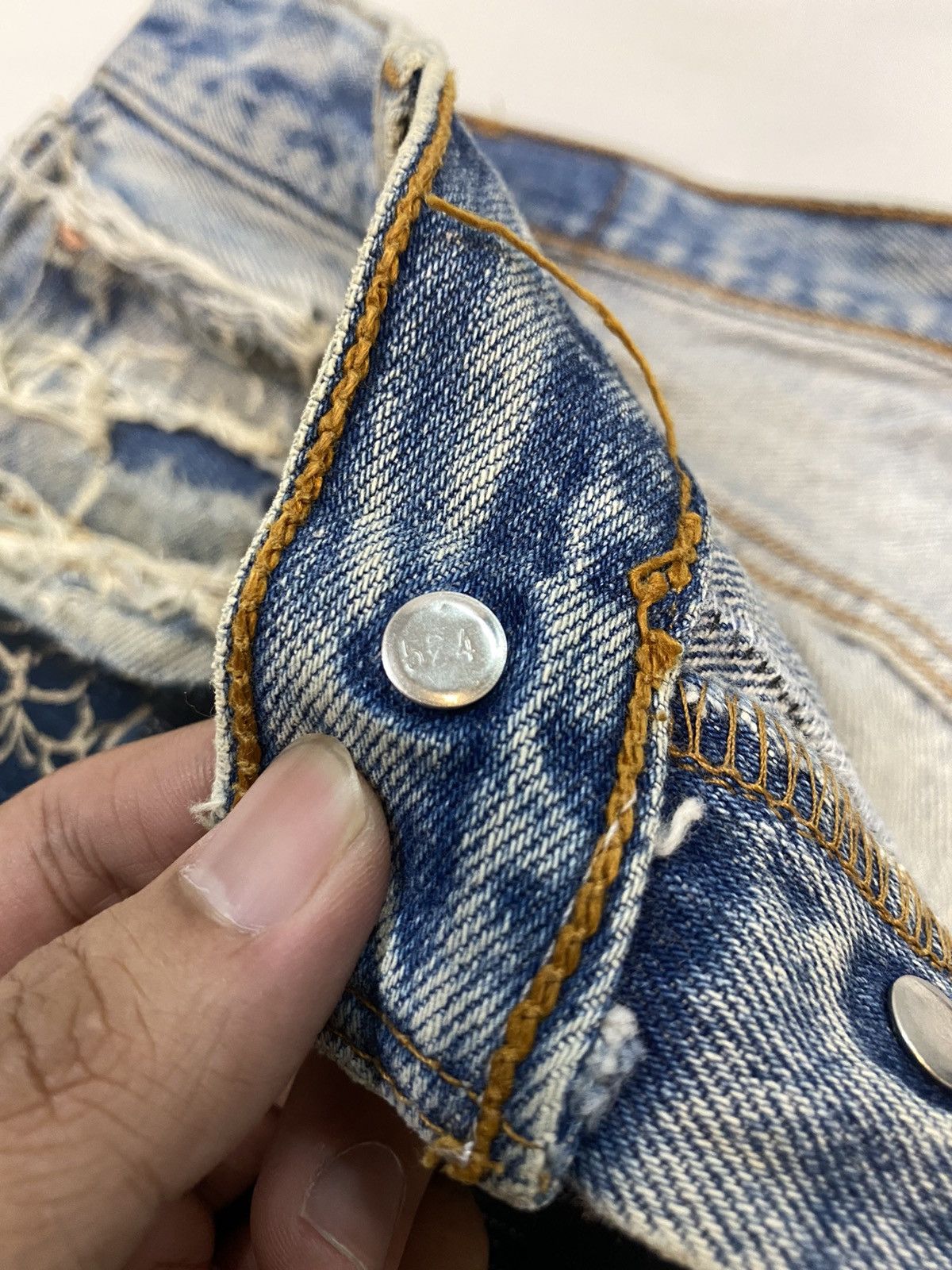 Levi's × Levi's Vintage Clothing Vintage Levis 501xx Patchwork Jeans Distressed Denim Size US 32 / EU 48 - 11 Thumbnail