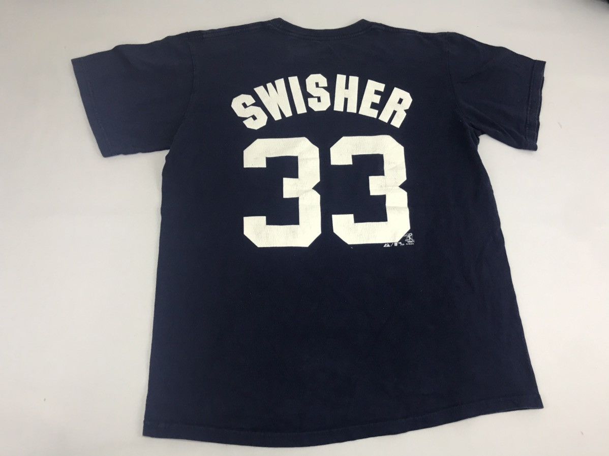image of Mlb Baseball New York Yankees Fan Tee Player Swisher in Blueblack, Men's (Size Medium)