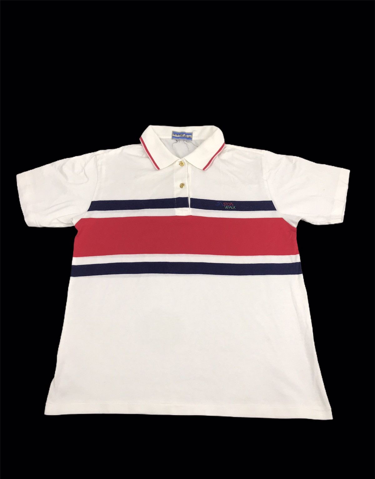 Japanese Brand Vintage Stop & Walk Classic Polo Tee Striped Red and White Size S / US 4 / IT 40 - 1 Thumbnail