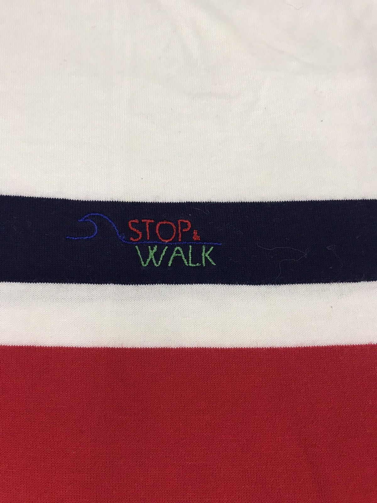 Japanese Brand Vintage Stop & Walk Classic Polo Tee Striped Red and White Size S / US 4 / IT 40 - 3 Thumbnail