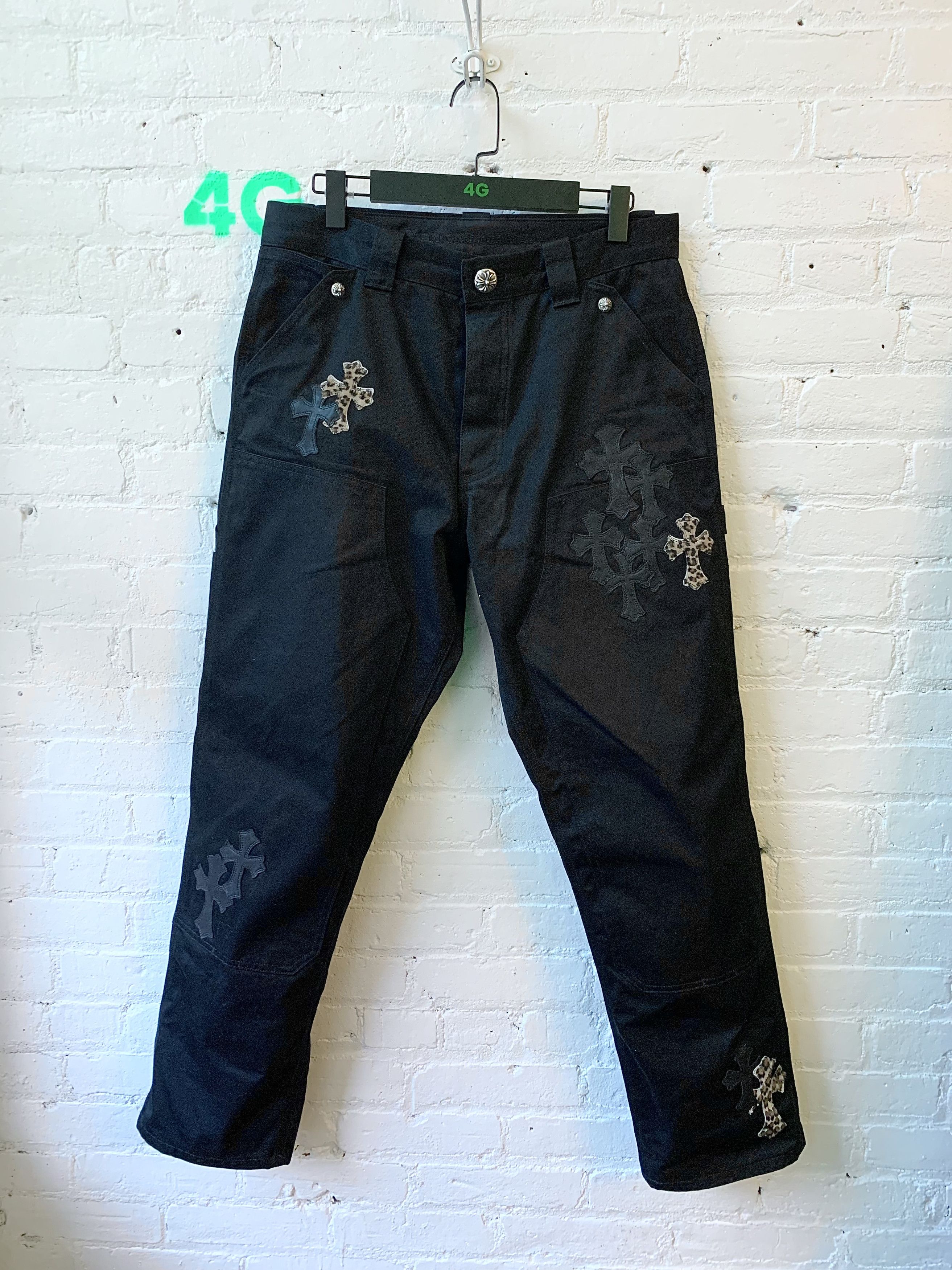 image of Chrome Hearts 23 Cross Patch 8Pkt Carpenter Pants Size 32 in Black, Men's