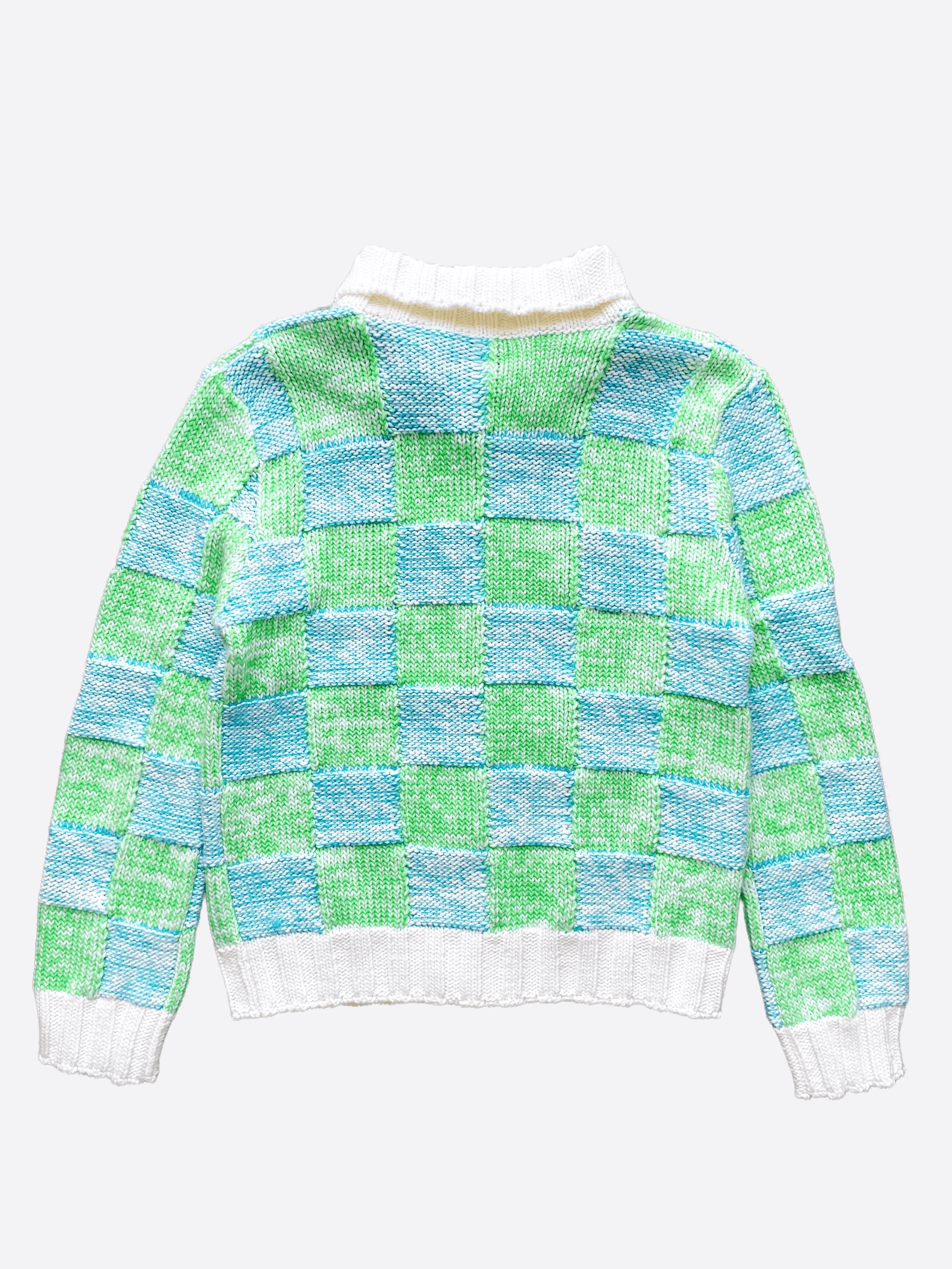 Louis Vuitton Louis Vuitton Green & Blue Damier Cardigan Size US M / EU 48-50 / 2 - 2 Thumbnail