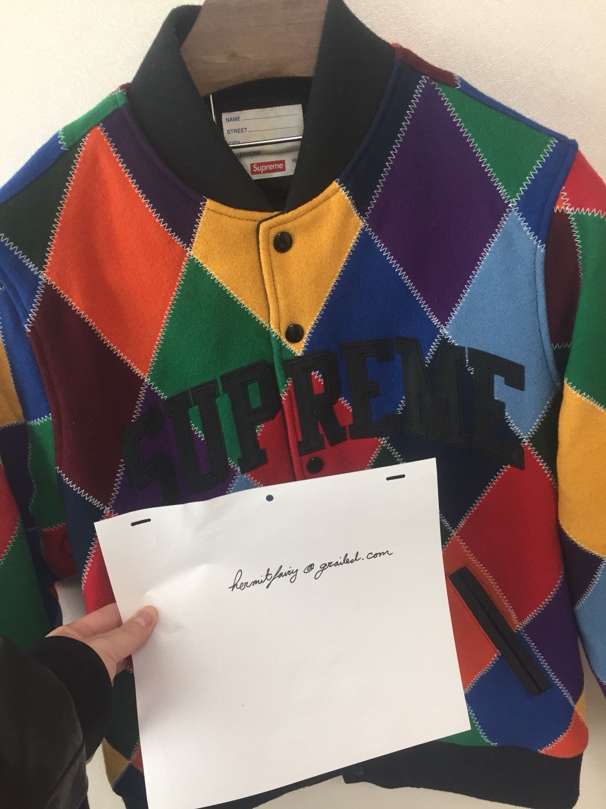Supreme harlequin wool varsity jacket clearance