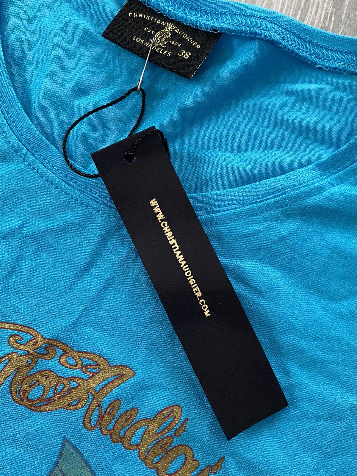 Christian Audigier × Ed Hardy × Vintage Ed Hardy Christian Audiger vintage blue t-shirt Y2K Size XXS / US 00 / IT 34 - 4 Thumbnail