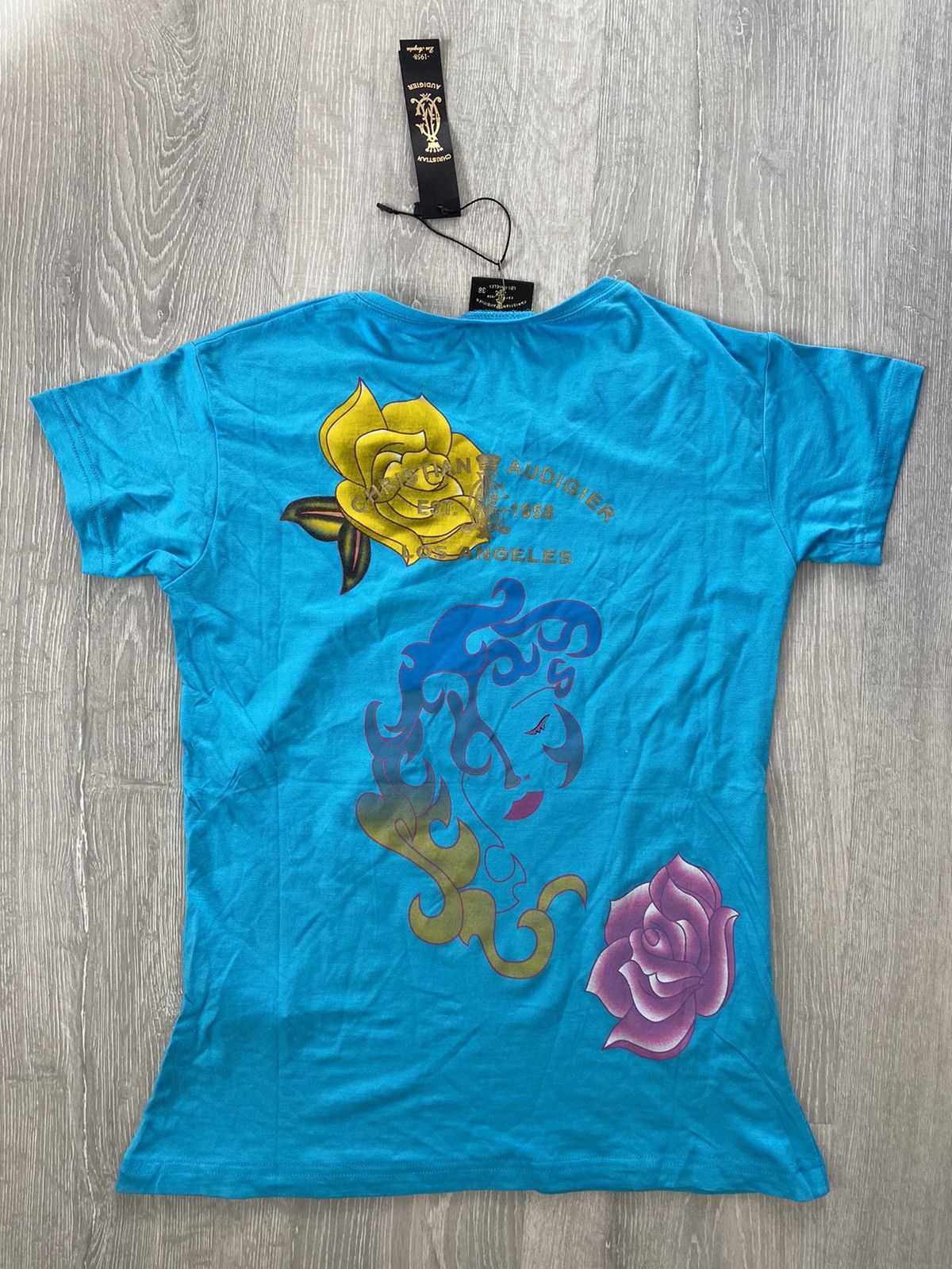 Christian Audigier × Ed Hardy × Vintage Ed Hardy Christian Audiger vintage blue t-shirt Y2K Size XXS / US 00 / IT 34 - 6 Thumbnail