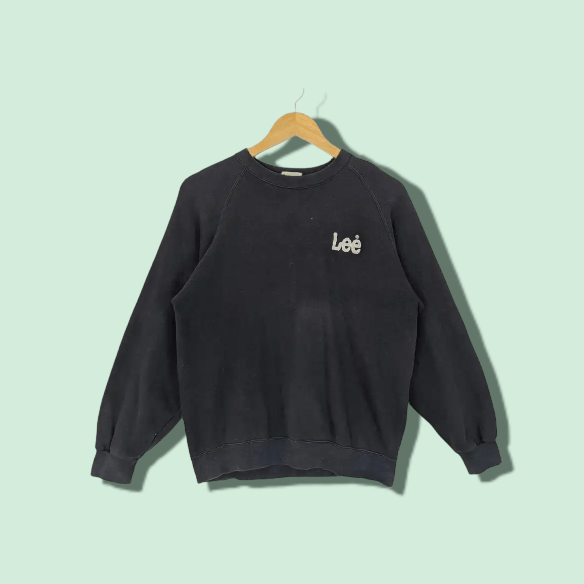 image of 90's Lee Sportswear Plain Sweater Sweatshirts in Black, Men's (Size Small)