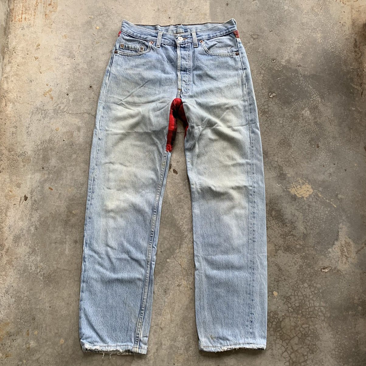Levi's × Levi's Vintage Clothing Vintage 90s Levis 501 Distressed Patchwork Denim Pant Size US 28 / EU 44 - 3 Thumbnail