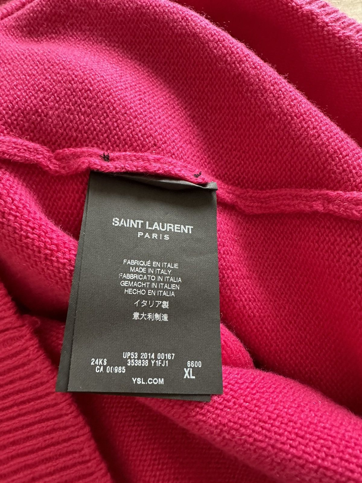 Saint Laurent Paris SS15 Saint Laurent psych rock pink cashmere sweater Hedi Size US XL / EU 56 / 4 - 18 Thumbnail