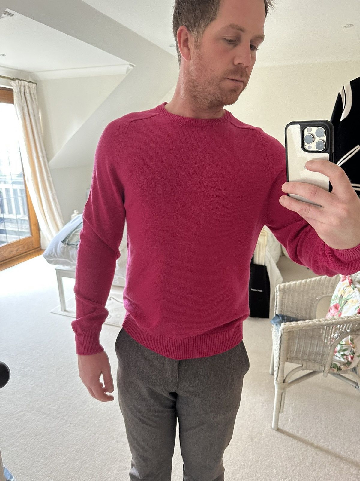 Saint Laurent Paris SS15 Saint Laurent psych rock pink cashmere sweater Hedi Size US XL / EU 56 / 4 - 4 Thumbnail